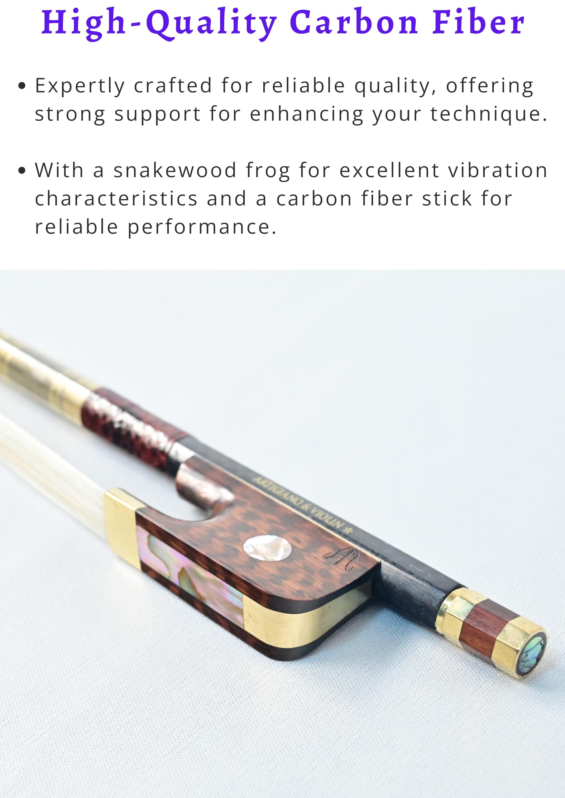 Premium Carbon Fiber Cello Bow with Snakewood Frog - Professional Grade for Musicians & Performers | Perfect for Classical Concerts, Orchestras & Solo Performances