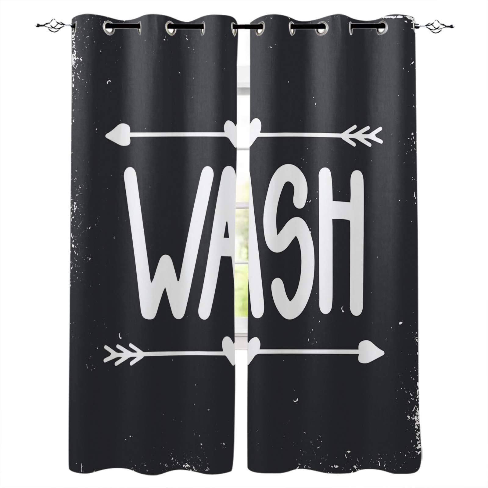Blackout Curtains 52x96 Inches - Thermal Insulated Room Darkening Window Drapes with Grommets (2 Panels) - Vintage Arrow Design for Bedroom, Living Room & Laundry Room - Noise Reducing & Energy Saving Window Treatments