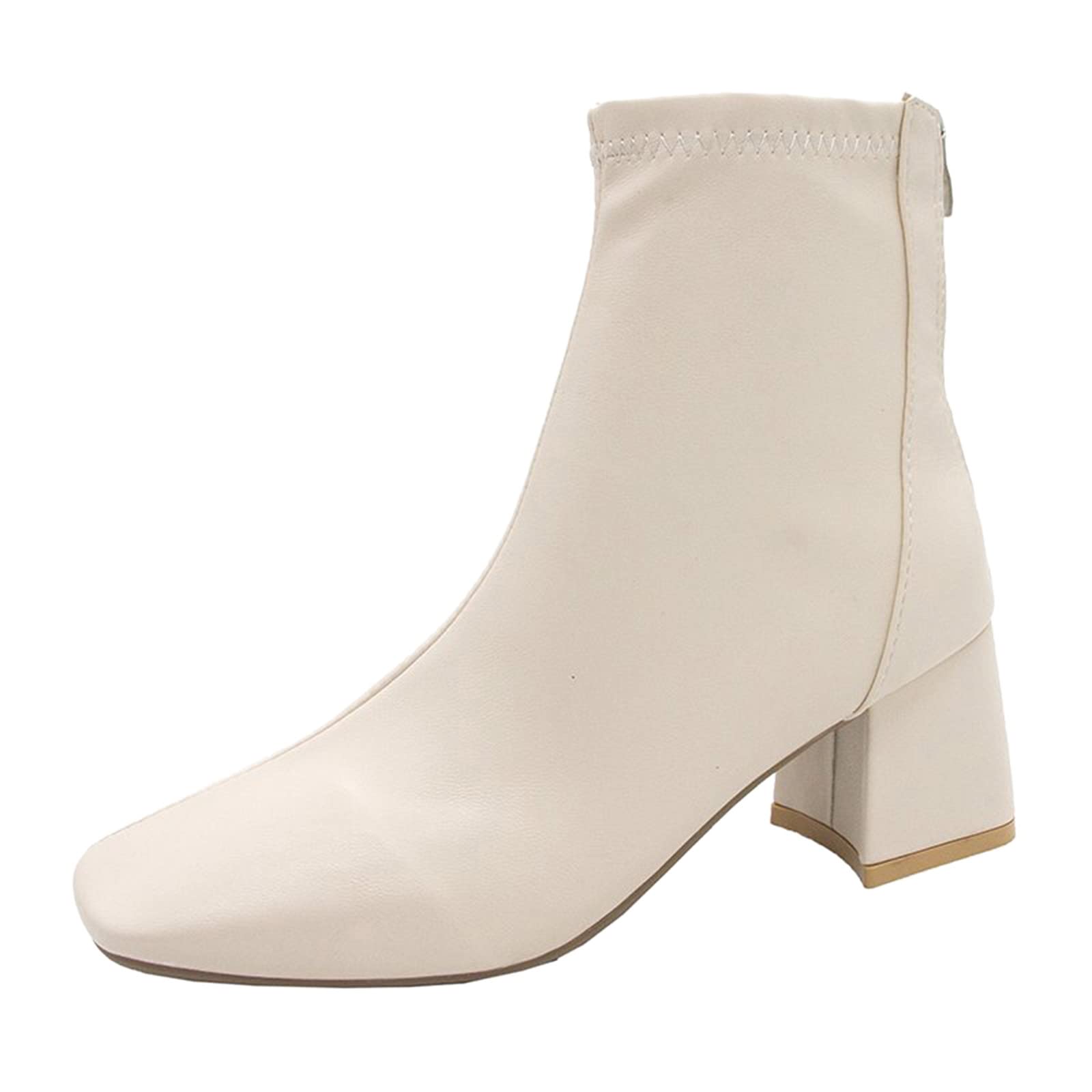 Western Heels Boots for Women - Chunky High Fashion Leather Thigh Boots with Solid Winter Design - Perfect for Cowgirl Outfits, Night Out & Winter Fashion
