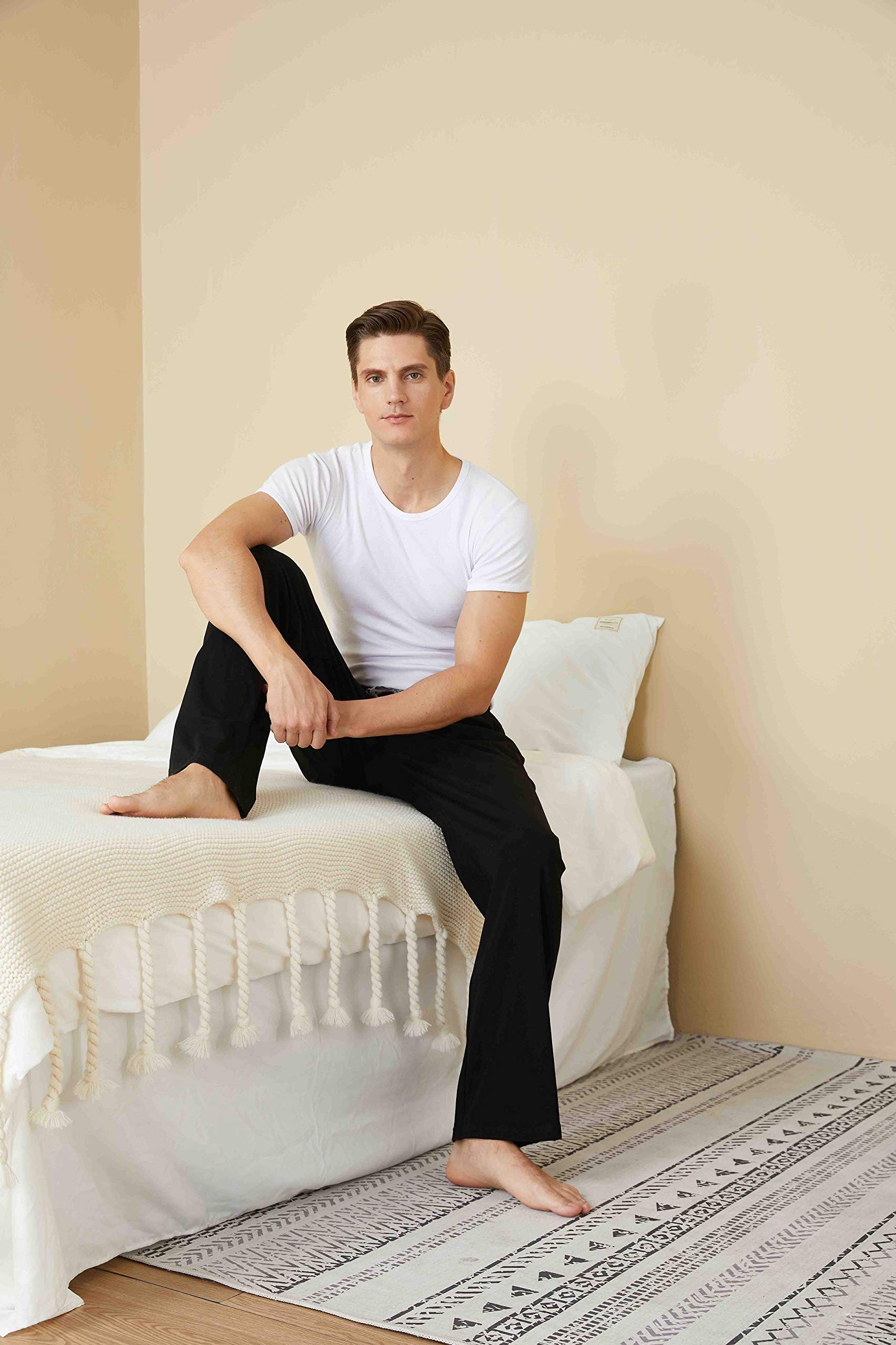 Men's Soft Cotton Pajama Pants - Comfortable Sleep & Lounge Pants for Relaxing at Home, Travel, and Lounging