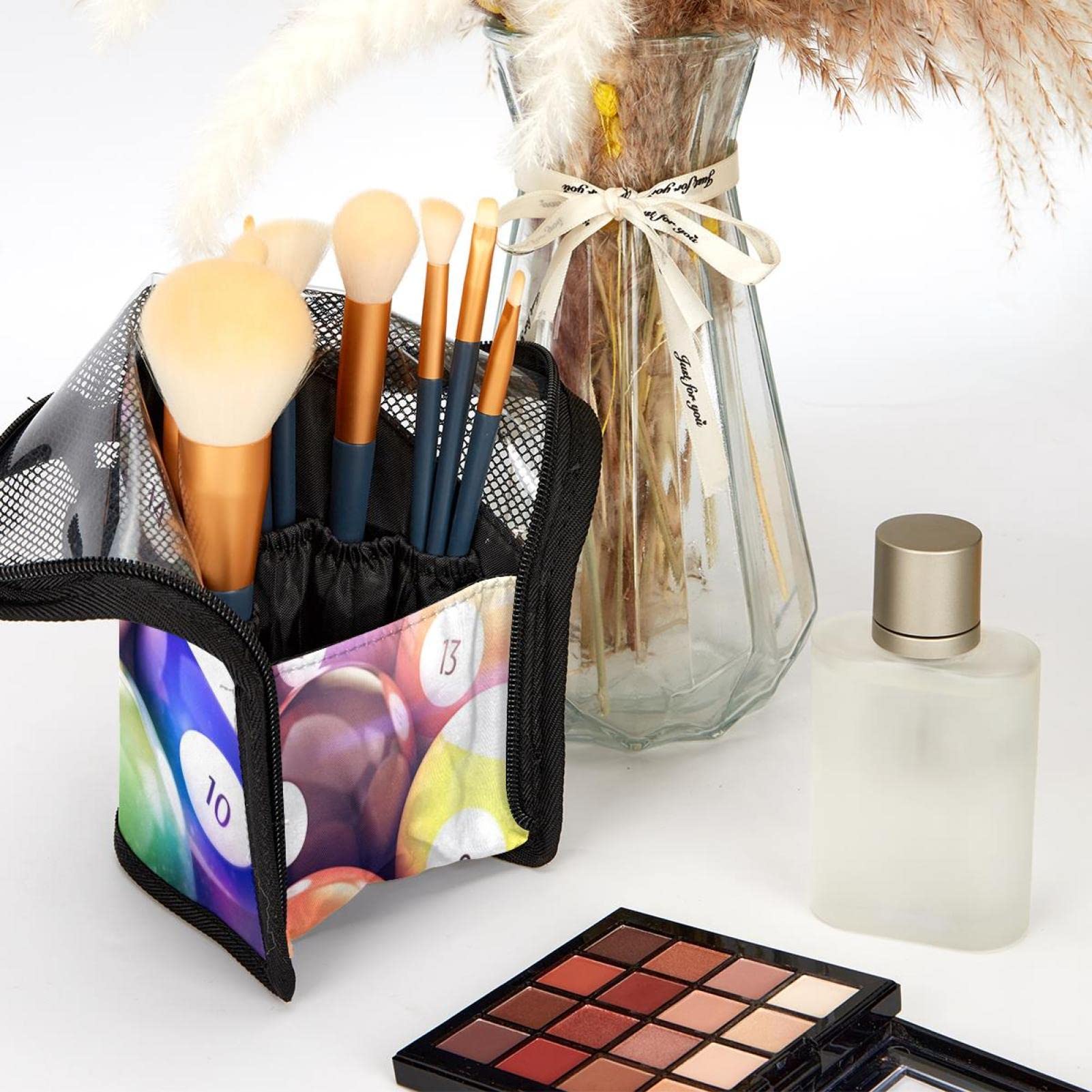 12-Piece Makeup Brush Organizer Bag - Portable Cosmetic Brush Holder Case for Travel & Storage | Ideal for Makeup Artists, Gym, Pool & Outdoor Activities