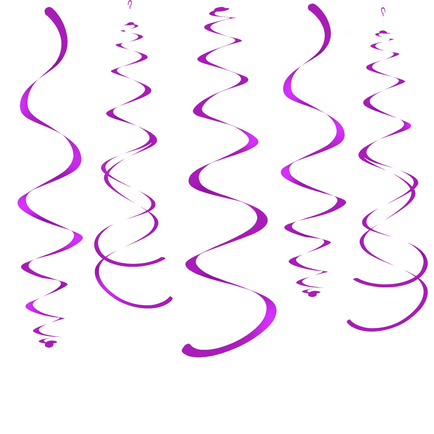 WEVEN Purple Party Hanging Swirl Decorations - 28 Pack Plastic Streamers for Ceiling, Birthday, Wedding & Baby Shower Decorations | Durable & Vibrant Party Supplies for Indoor Events