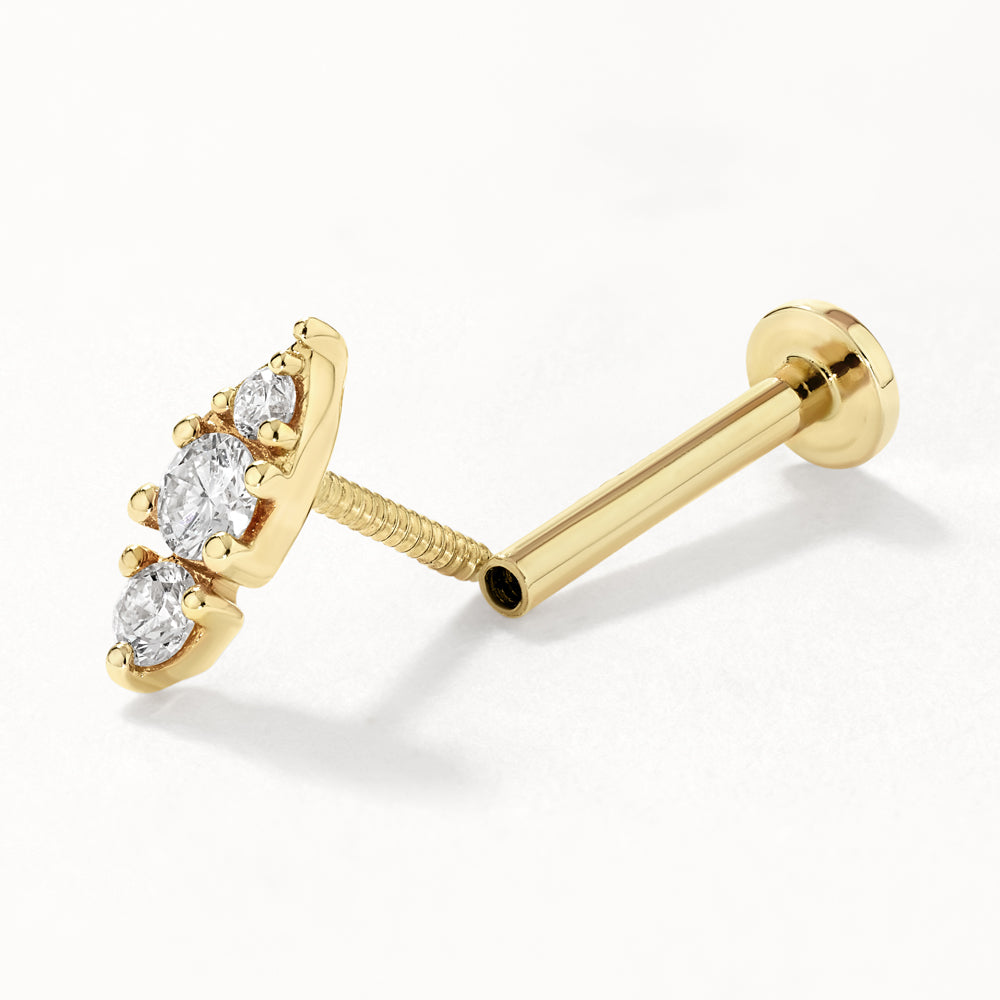 10k Gold Marquise Helix Single Stud Earrings with Lab-Grown Diamonds - Perfect for Weddings, Parties & Special Occasions