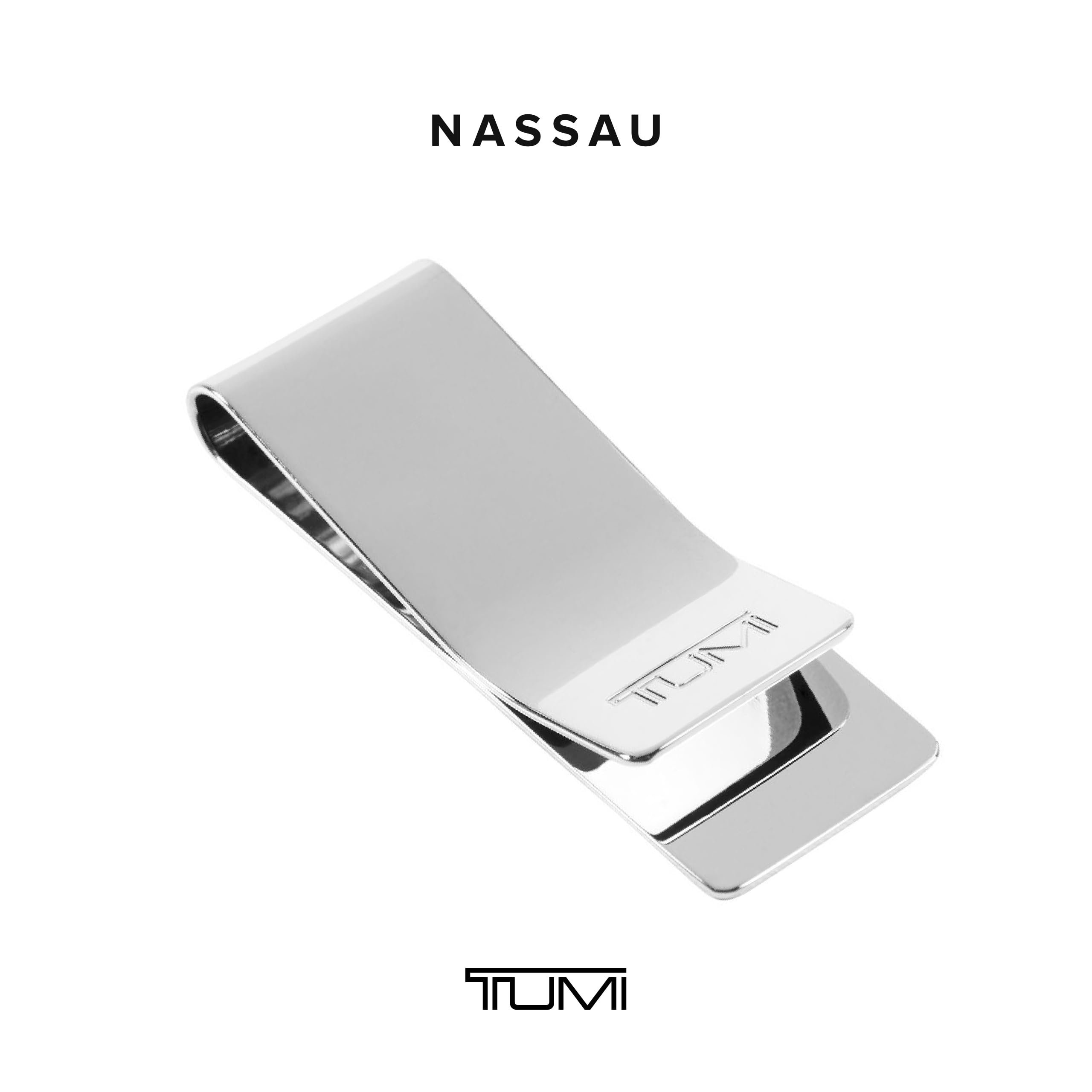 TUMI Nassau Ballistic Etched Money Clip - RFID Blocking Slim Wallet for Credit Cards & Cash - Premium Silver Money Clip for Men - Perfect for Travel, Business & Everyday Use