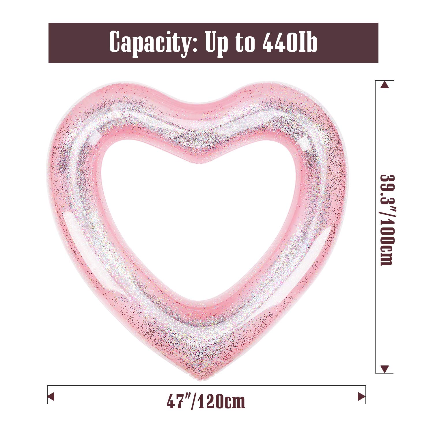 MoKo Inflatable Pool Floats for Adults - Heart Shaped Swim Ring, Summer Swimming Tube, Water Fun Accessories for Beach, Wedding, Bachelorette Party, Pool Party & Backyard Relaxation