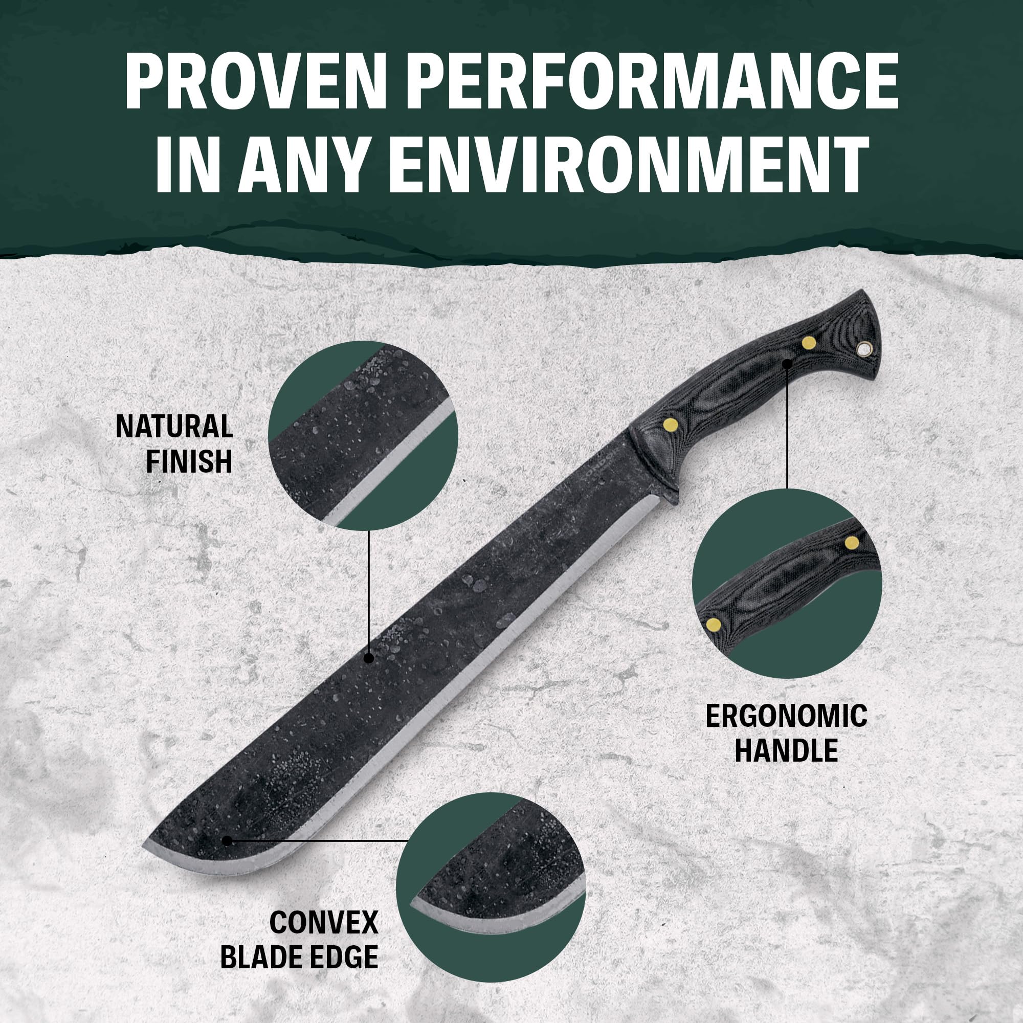 Condor Tool & Knife Wastelander Survival Machete - 1075 High Carbon Steel Blade with Micarta Handle & Kydex Sheath - Heavy Duty Bushcraft, Camping, Survival Knife for Outdoor Adventures, Hunting, and Emergency Preparedness