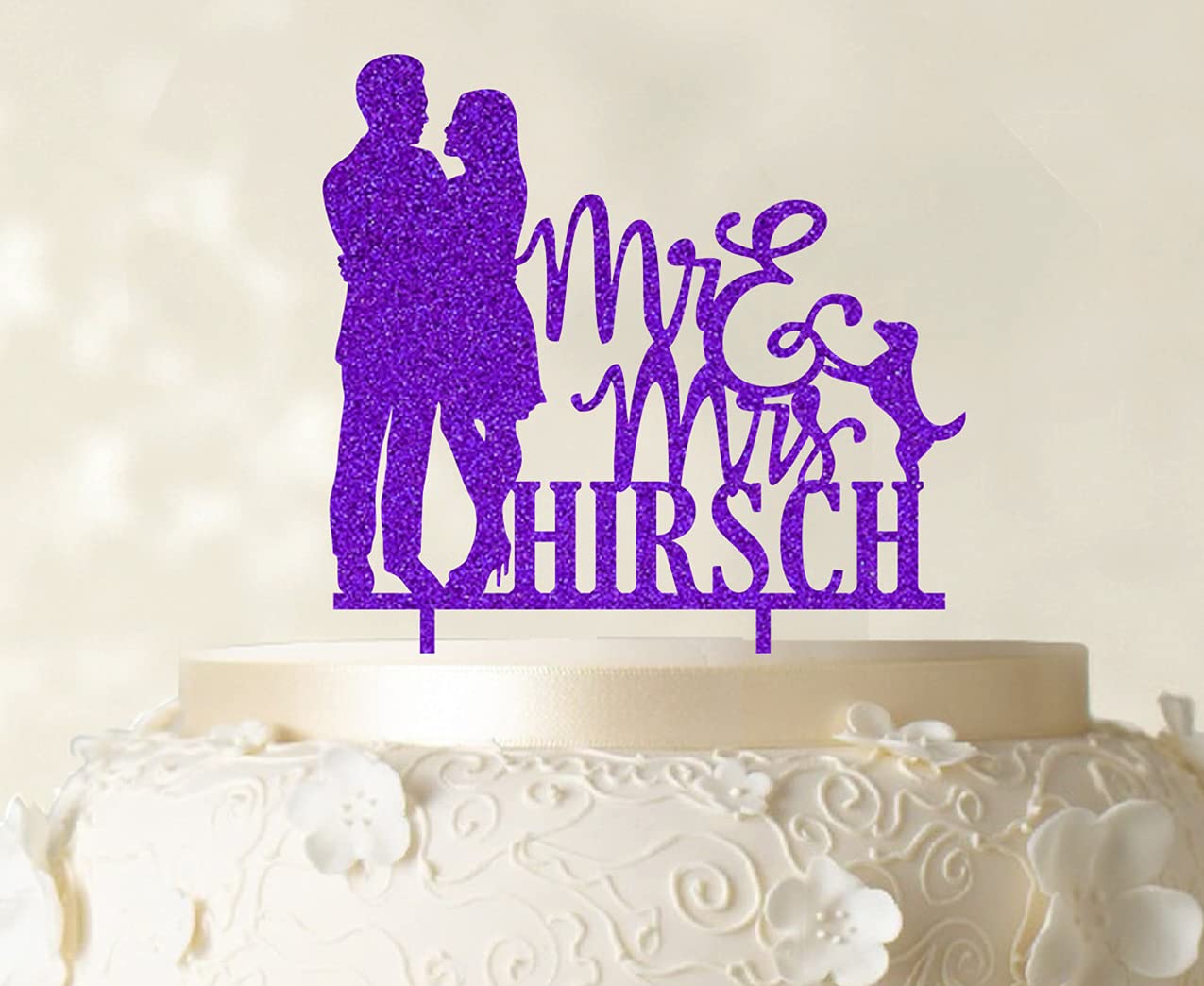 Personalized Mr & Mrs Wedding Cake Topper - Custom Couple Cake Decorations (6-7 Inches Wide, Multiple Color Options) for Wedding, Anniversary & Special Occasion Cakes