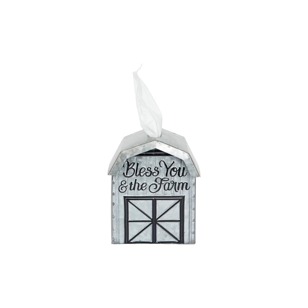 Bless You & the Farm Metal Barn Shaped Tissue Holder - Silver - Rustic Home Decor for Farmhouse, Country Kitchen & Bathroom