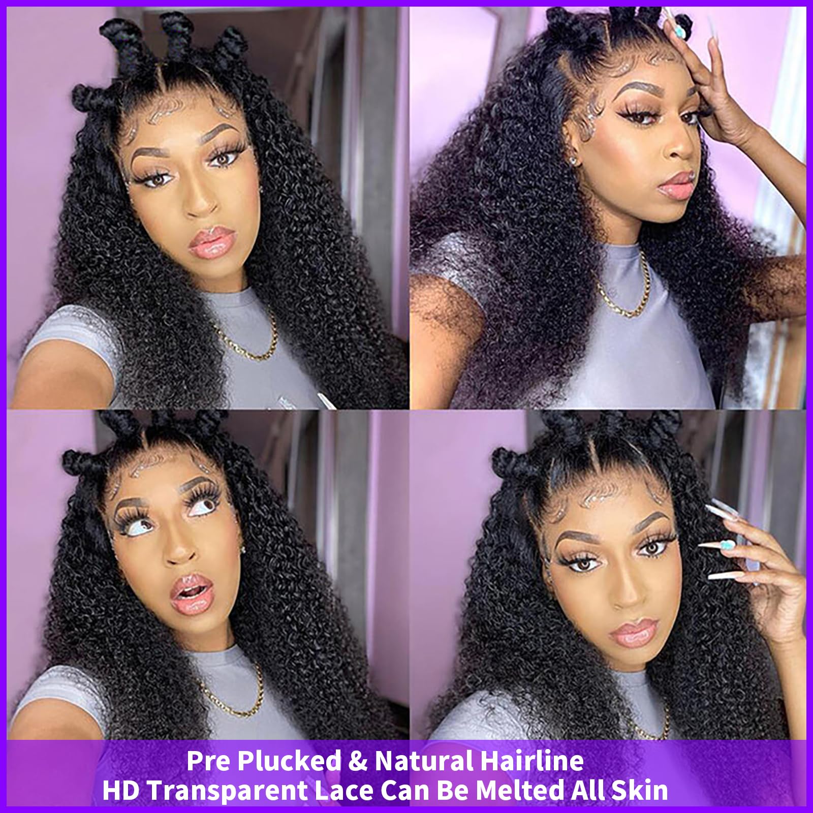 FASHION PLUS 15A Kinky Curly Full Lace Human Hair Wig - 180% Density HD Transparent Lace, Pre-Plucked, Handmade Invisible Hairline - 22 Inch Natural Black Wigs for African American Women | Perfect for Daily Wear, Parties & Special Occasions