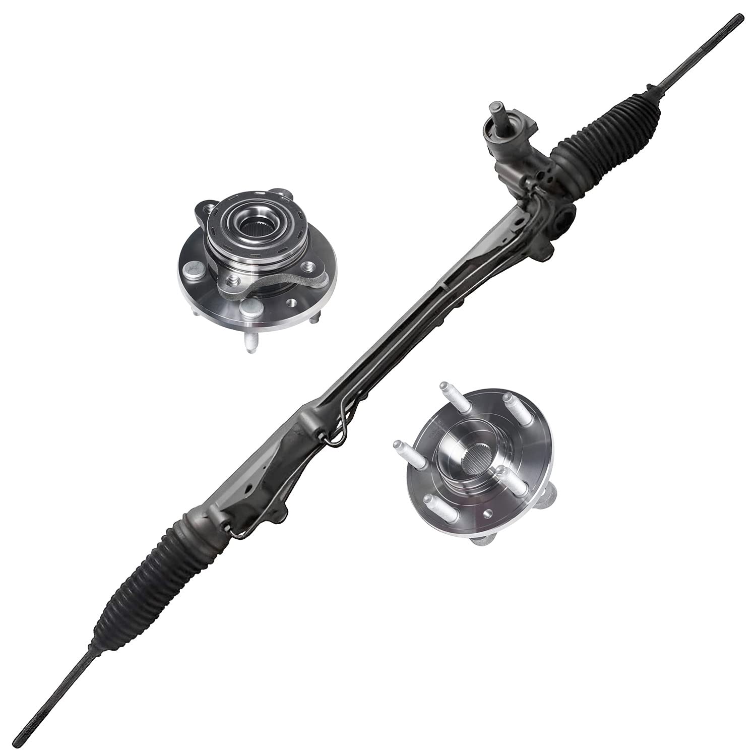 Detroit Axle Front Rack & Pinion Kit for 2005-2007 Ford Freestyle, Five Hundred & Mercury Montego - Power Steering Rack and Pinion with 2 Wheel Bearing Hubs Assembly - 2006 Replacement Part - Perfect for Off-Road Adventures & Daily Commuting