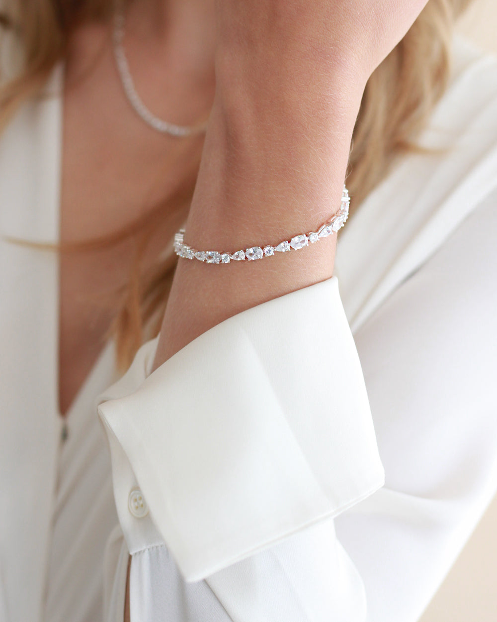 Sloane Crystal Tennis Bracelet for Women - Elegant 14K Gold Plated Cubic Zirconia Bracelet | Perfect for Weddings, Parties & Everyday Luxury Jewelry