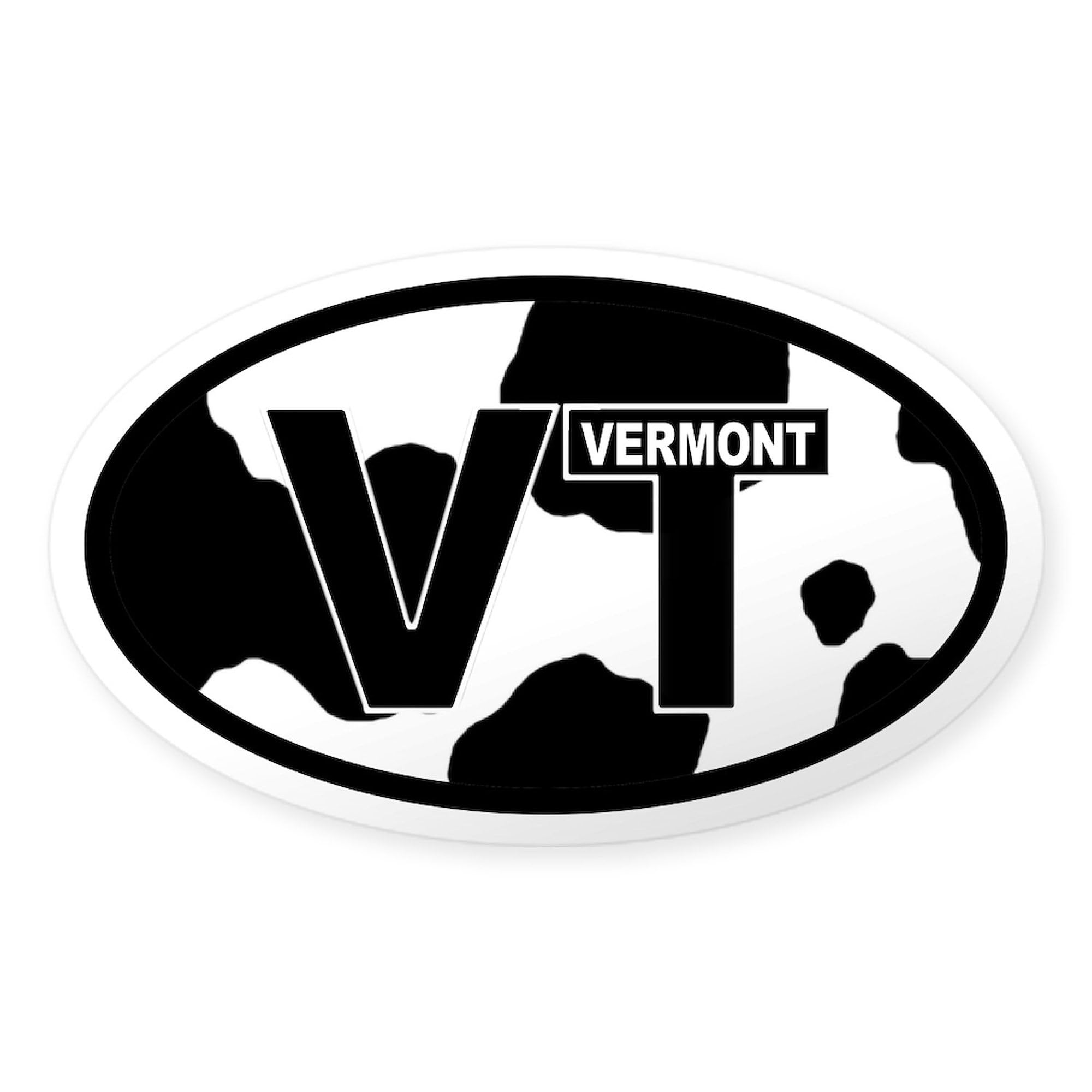 Vermont Cow Oval Car Bumper Sticker - Durable Vinyl Decal for Cars, Laptops & Windows - Perfect for State Pride, Gifts & Outdoor Decor