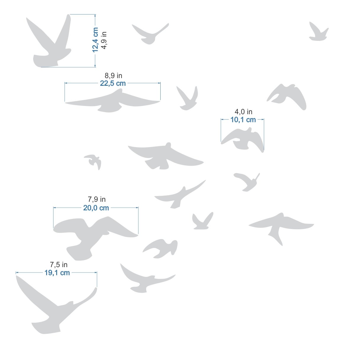 Anti-Collision Window Decals - 17 Bird Strike Prevention Stickers for Glass Windows (Light Grey) - Protect Birds from Window Collisions at Home, Office & Schools