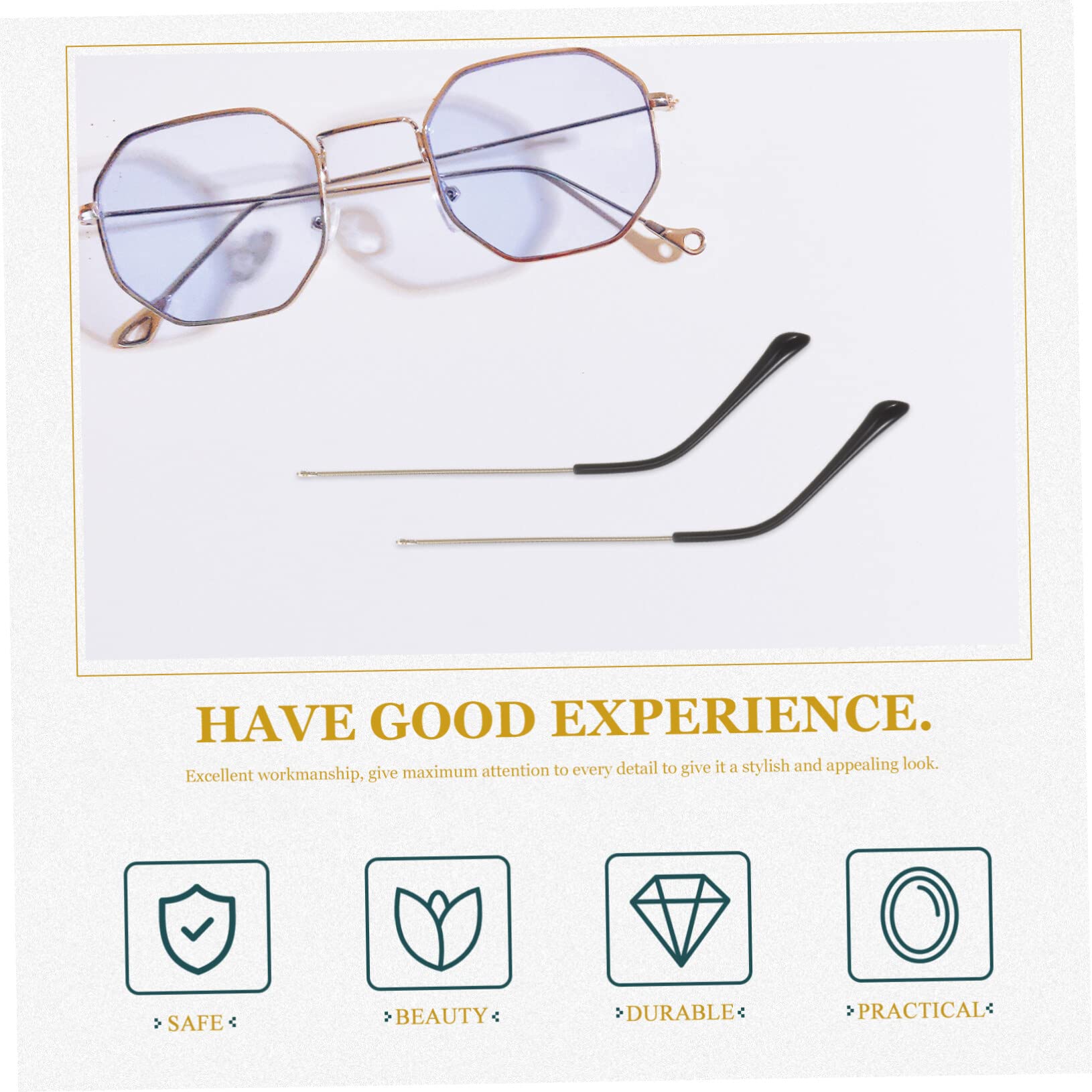 Non-Slip Glasses Arm Replacement - 1 Pair Durable Eyeglass Ear Hooks & Legs Accessories for Broken Frames - Perfect for Reading, Driving & Daily Wear Comfort