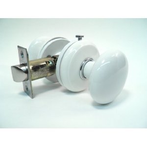 Genuine White Porcelain & Chrome Accent Hall & Closet Interior Non-Locking Door Knob Set - Puritan 85874 - Perfect for Bedroom, Bathroom, and Closet Doors
