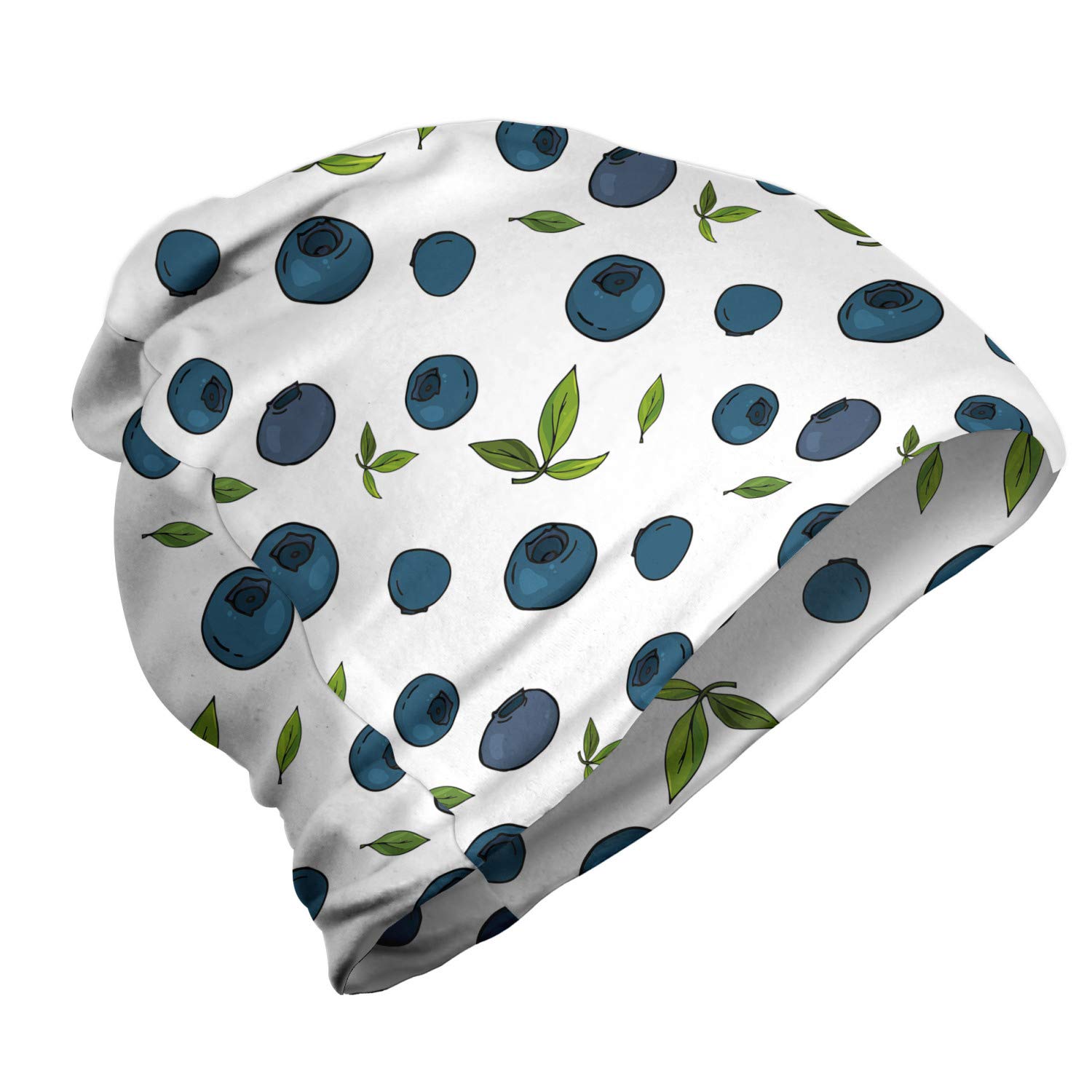 Ambesonne Unisex Beanie - Blueberry Leaves Art Design, Warm Knit Winter Hat for Men & Women, Perfect for Hiking, Outdoor Activities & Cold Weather Fashion