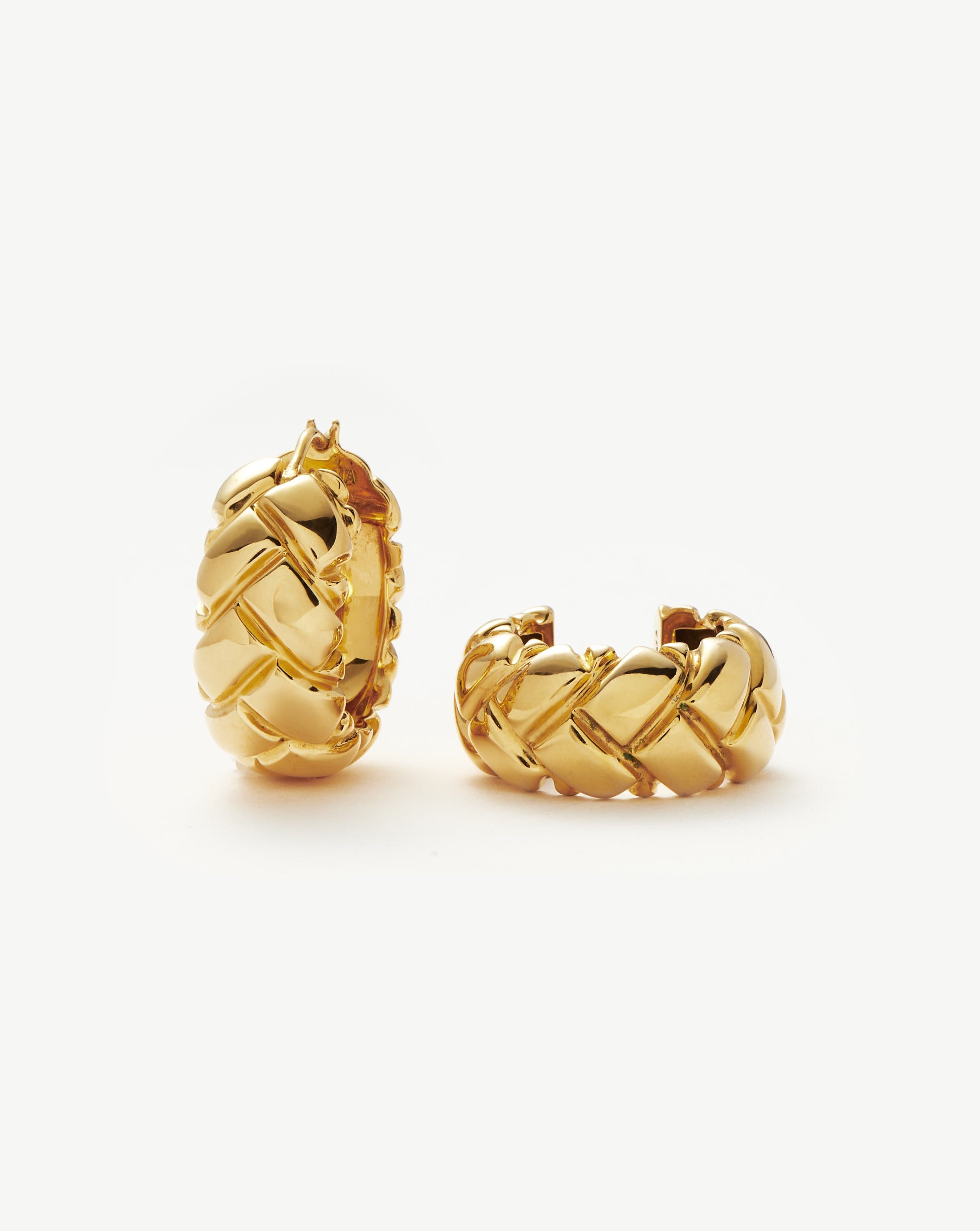 Lucy Williams Chunky Waffle Hoop Earrings for Women - Trendy Gold & Silver Statement Jewelry - Perfect for Parties, Date Nights & Everyday Wear