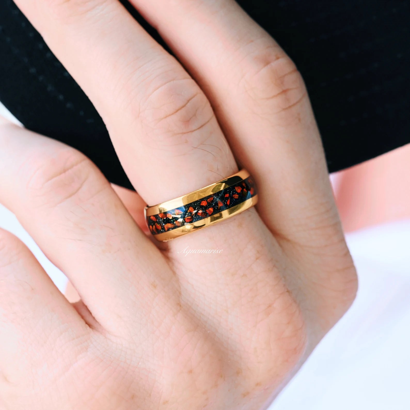Natural Garnet & Red Fire Opal Leaf Couples Ring - Sterling Silver Matching Wedding Band Set for Him & Her - Romantic Gift for Anniversary, Engagement, Valentine's Day