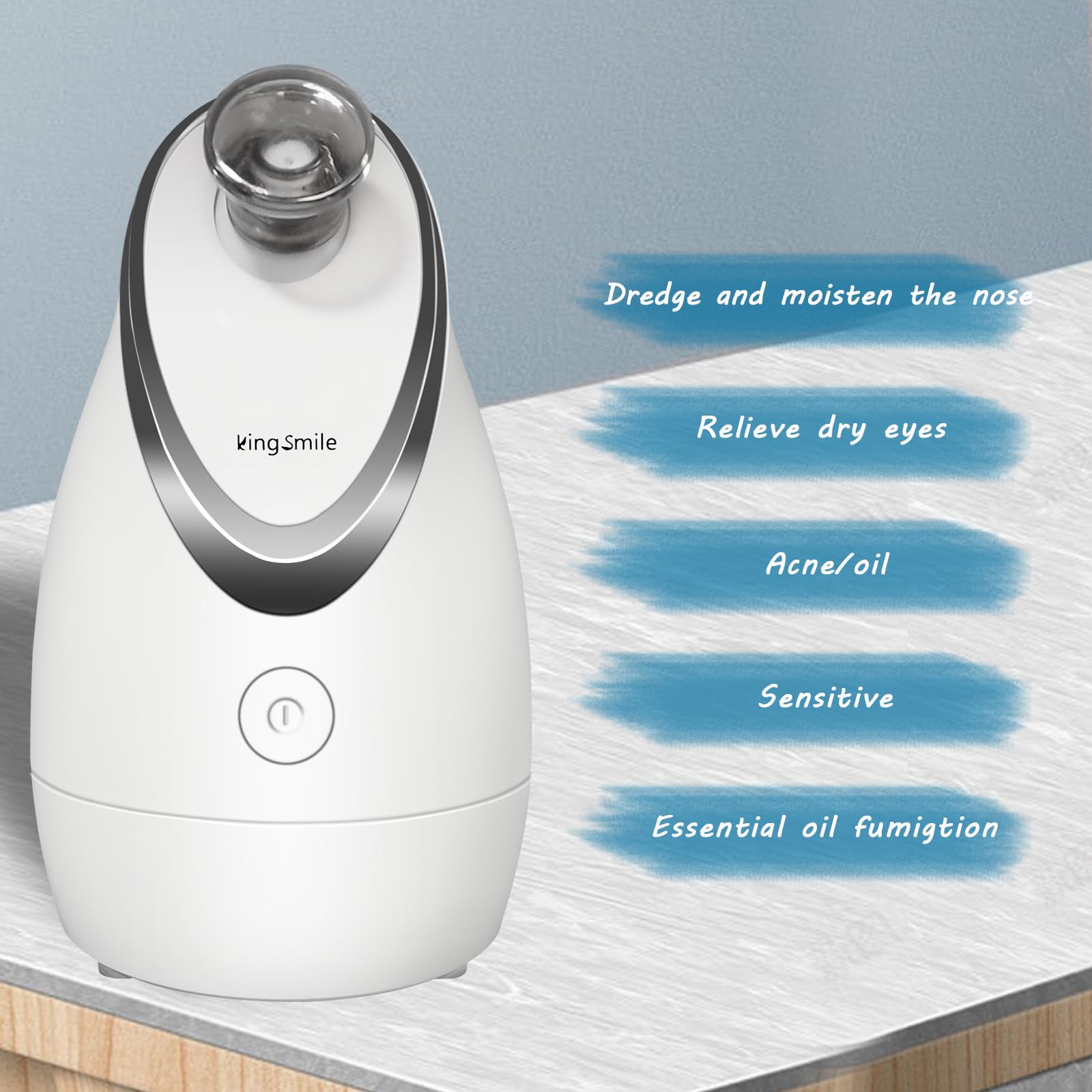Kingsmile 3-in-1 Nano Facial Steamer with Aromatherapy - Adjustable Nozzle Warm Mist Humidifier for Deep Cleansing & Moisturizing | Perfect for Home Spa, Sinus Relief & Skincare Routine