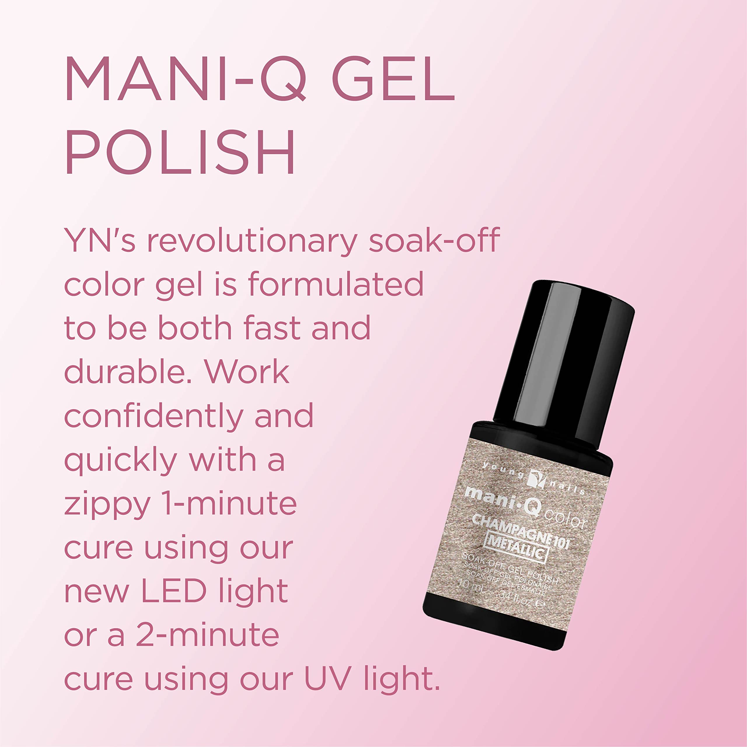 Young Nails Mani-Q Gel Polish - Long-Lasting Color Gel for Natural & Artificial Nails | LED/UV Cured, Soak Off Formula (0.34 fl oz) - Perfect for Salon Quality Manicures at Home & Professional Nail Art