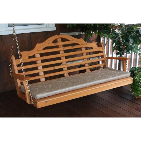 Premium Marlboro Red Cedar Wood Porch Swing - Outdoor Patio Hanging Chair for Garden, Backyard & Relaxation