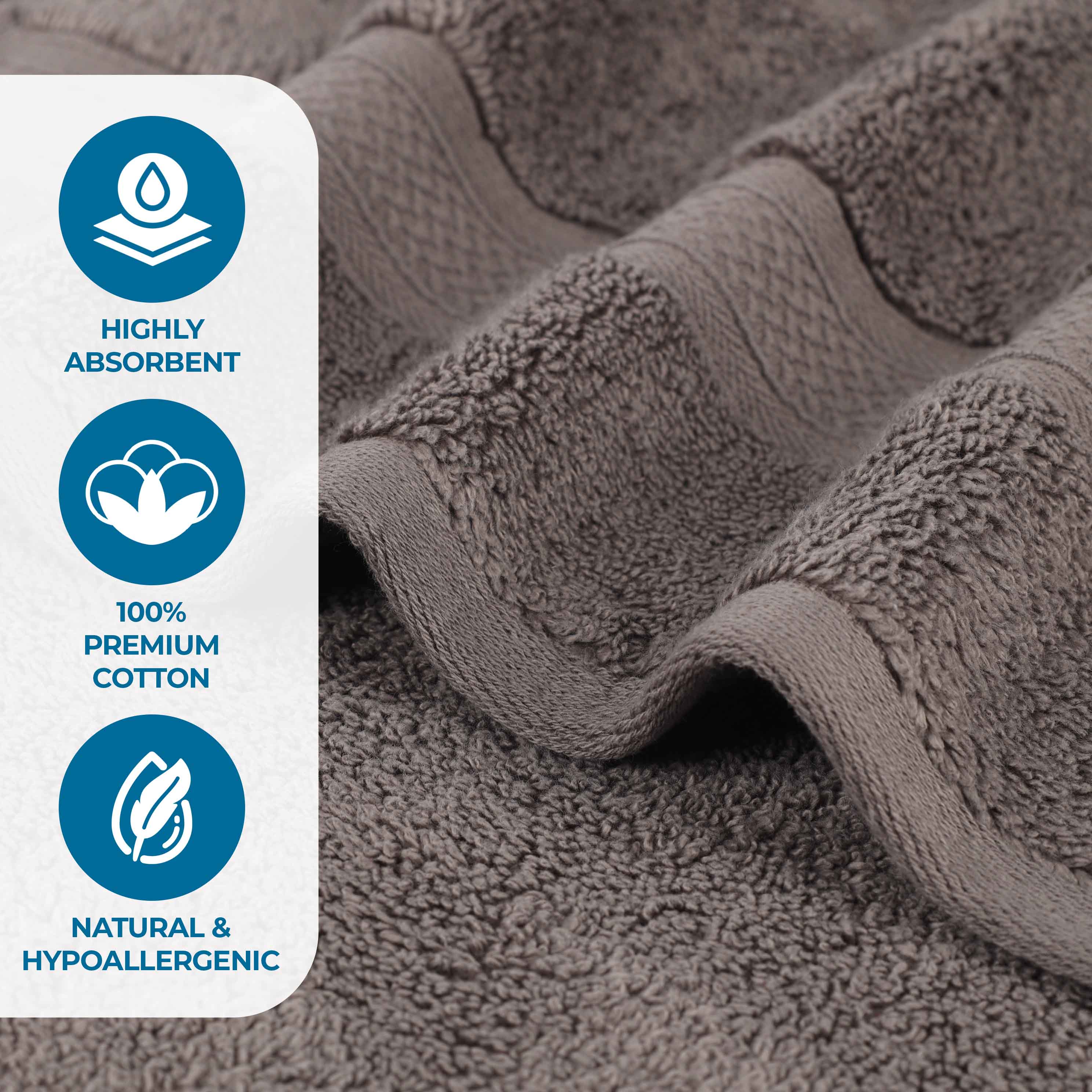 Premium 100% Zero Twist Cotton Hand Towels - Set of 6 | Soft & Absorbent Solid & Jacquard Chevron Design | Perfect for Bathroom, Kitchen & Guest Use