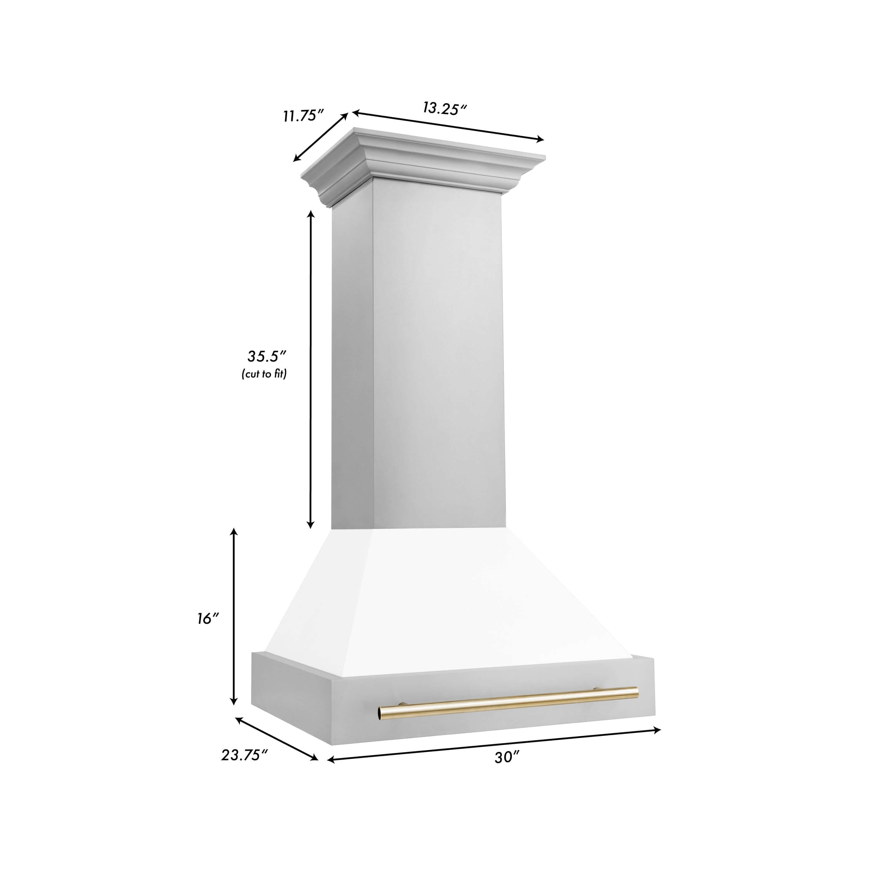 ZLINE Autograph Edition 30-inch Stainless Steel Dual Fuel Range with White Matte Door, Range Hood & Dishwasher - Polished Gold Accents (3AKP RAWMRHDWM30 G) | Premium Kitchen Package for Modern Homes & Gourmet Cooking