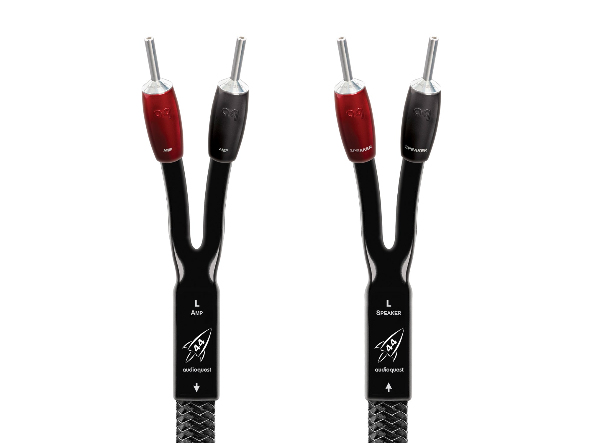 Audioquest Rocket 44 Speaker Cable - 2 Amplifier Banana Plugs & 2 Speaker Banana Plugs (Pair) - High-Performance Audio Cable for Home Theater & Hi-Fi Systems