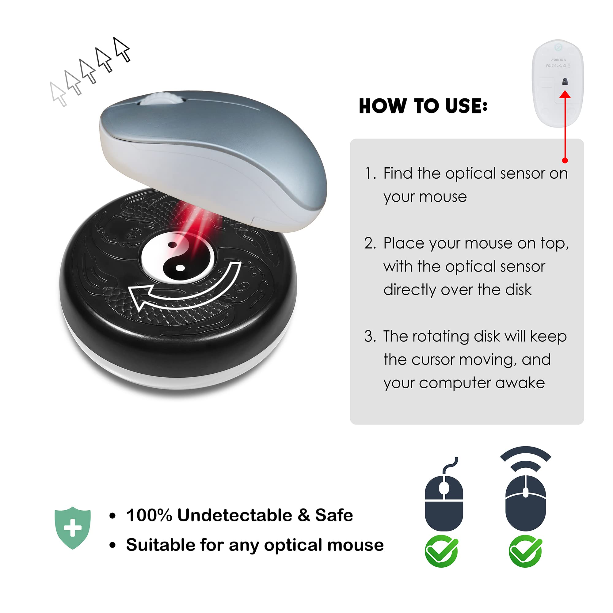 Undetectable Mechanical Mouse Jiggler - USB-Free & Software-Free Cordless Mouse Mover | Keeps Computer Active & Prevents Sleep Mode | Wireless Design with 12-18 Month AA Battery Life (Pink) - Perfect for Remote Work, Online Meetings & Overnight Downloads