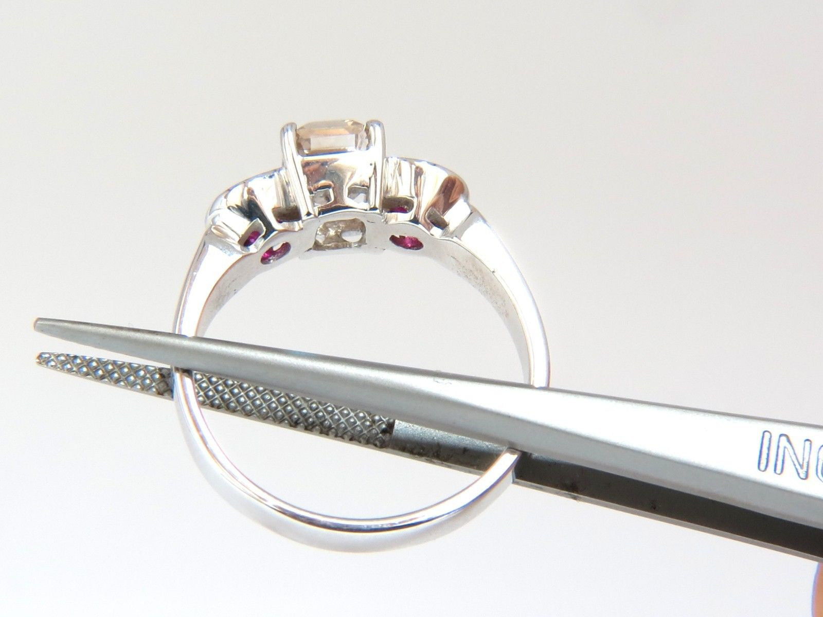 2.46CT Natural Fancy Color Light Brown Diamond & Ruby Ring in 18K Gold - Three Stone Engagement Ring for Women, Perfect for Weddings, Anniversaries & Special Occasions