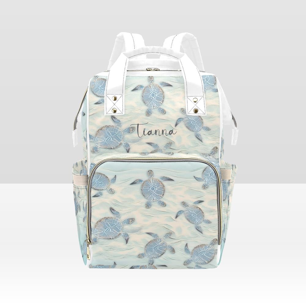 Waterproof Sea Turtle Diaper Backpack - Personalized Baby Bag for Moms, Nursing Tote with Name, Cute Nappy Organizer for Women | Perfect for Travel, Hospital Visits & Daily Baby Care Essentials