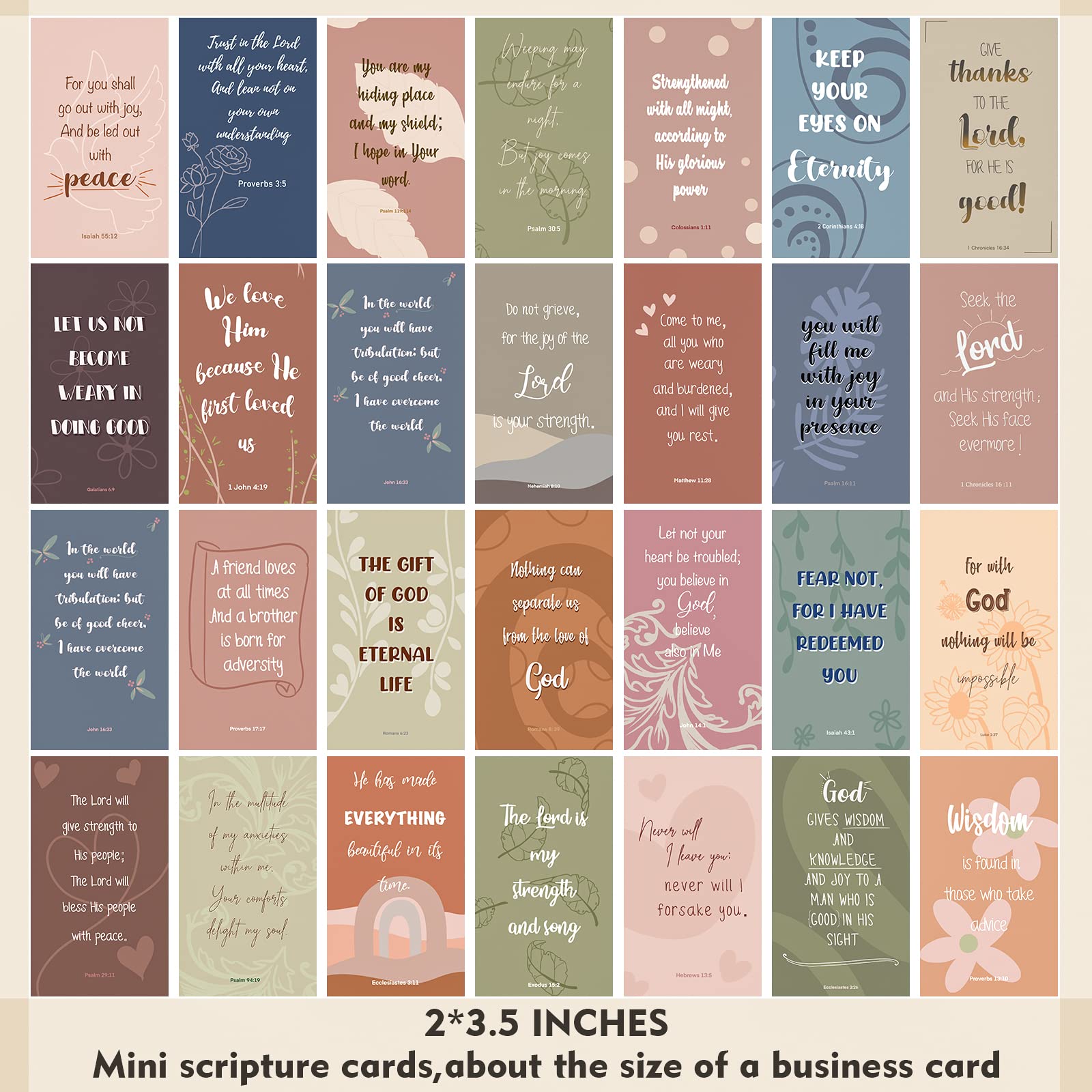 BRYTEFY 100 Earth Tone Prayer Cards with Inspirational Bible Verses - Assorted Mini Scripture Encouragement Cards for Christian Gifts, Bible Study & Daily Devotion