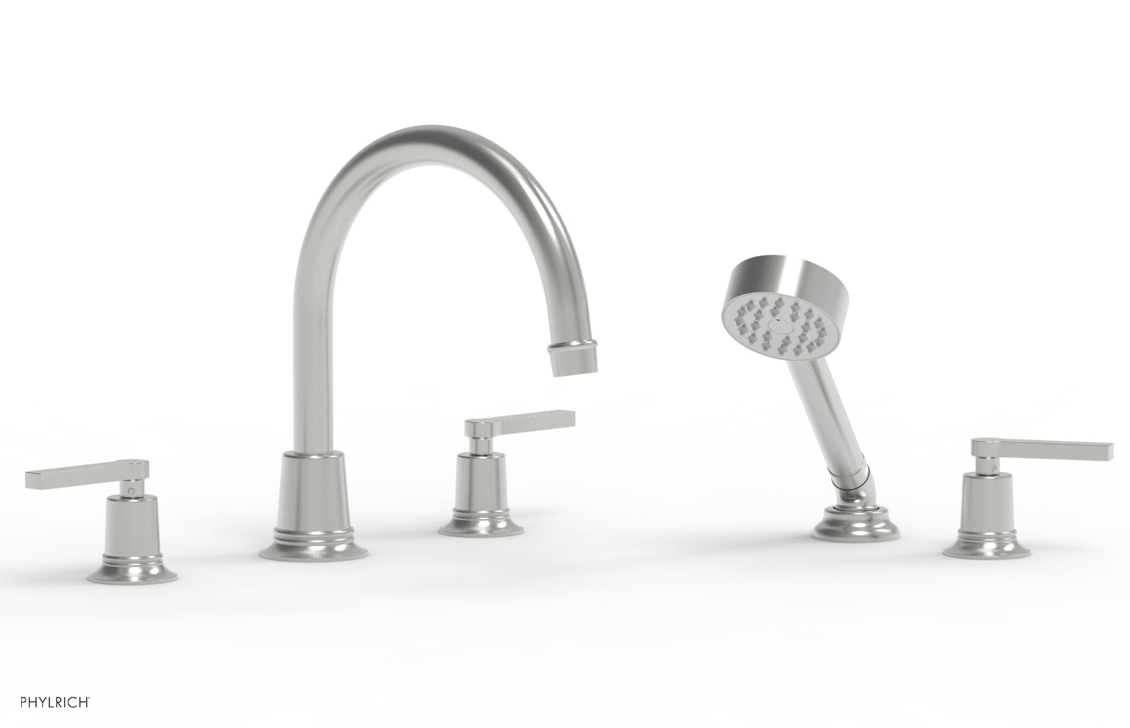 HEX MODERN Deck Mount Tub Faucet Set with Hand Shower and Lever Handles 501-51 - Perfect for Bathroom Renovation and Spa-Like Shower Experience