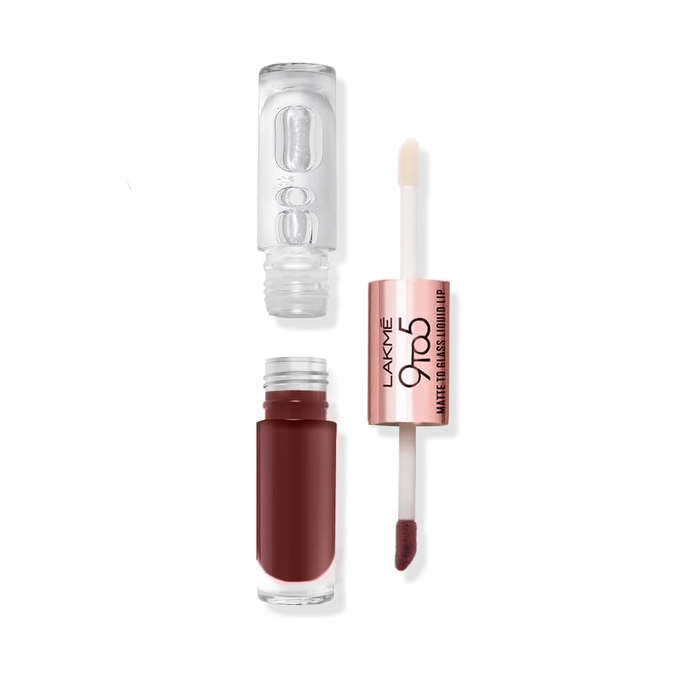 LAKMÉ 9 To 5 Matte To Glass Liquid Lipstick - Long Lasting Matte & Glossy Finish Lip Color for Day to Night Wear - Perfect for Office, Parties & Special Occasions