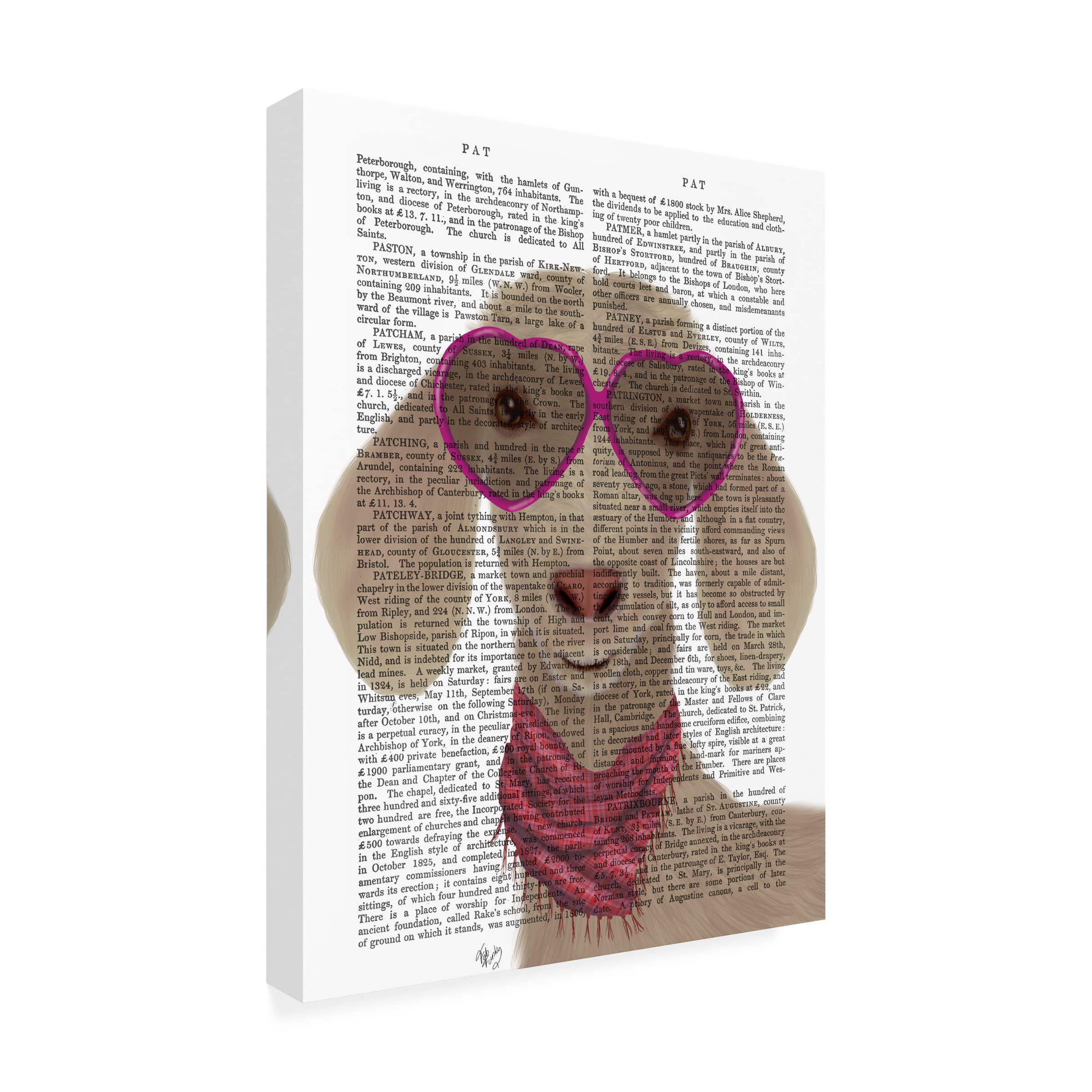 Fab Funky Goat Heart Glasses Book Print Canvas Wall Art - Modern Home Decor for Living Room, Bedroom & Office