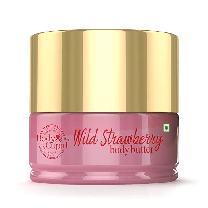 Organic Wild Strawberry Body Butter with Shea & Cocoa Butters - 200ml Deep Moisturizing Cream for Dry Skin - Perfect for Winter Care & Daily Hydration