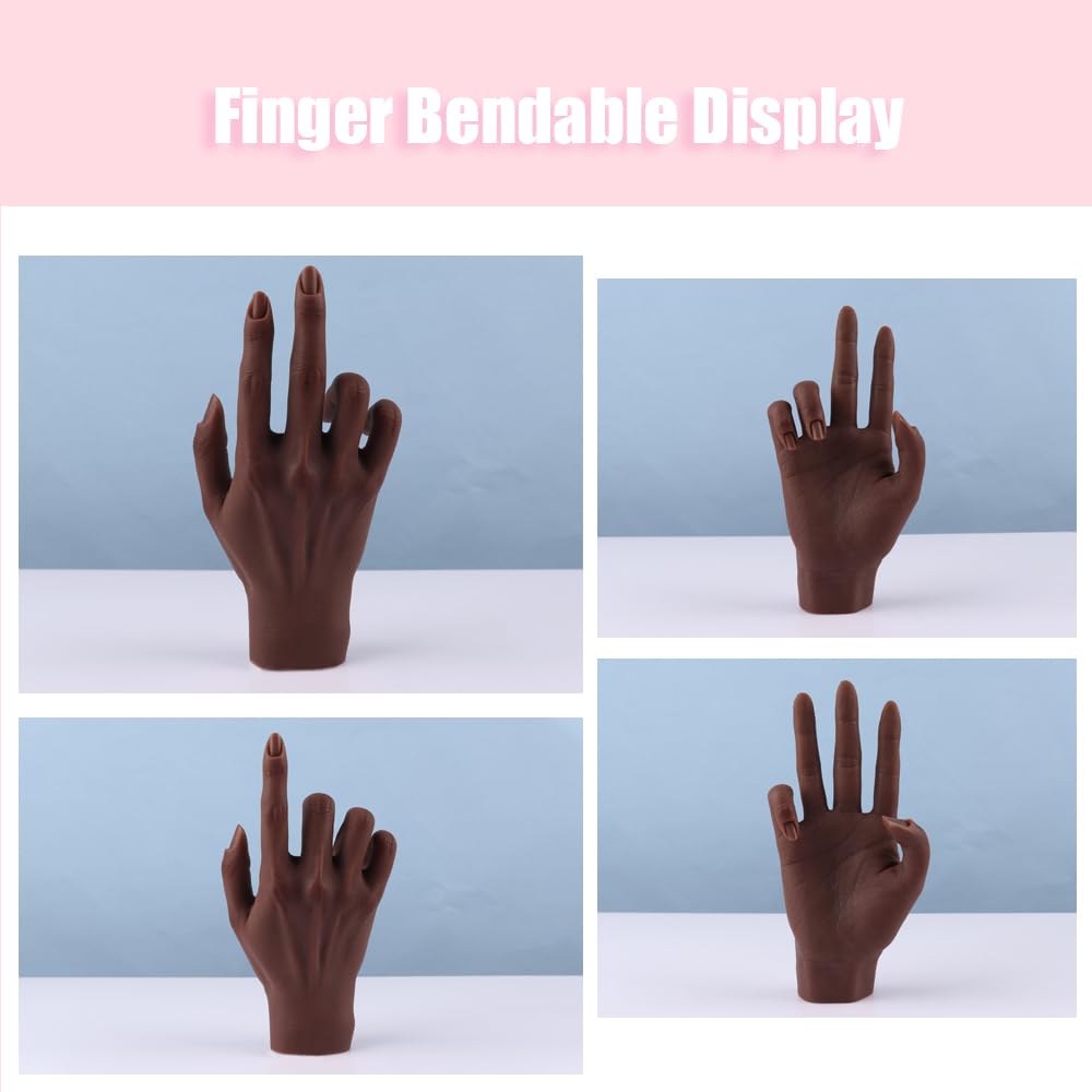 Professional Silicone Practice Hand for Acrylic Nails - Adjustable Mannequin Hand for Nail Art Training - Life-Size Fake Hand for DIY Nails, Beginners & Salon Artists - Perfect for Home Practice, Nail School & Professional Demonstrations