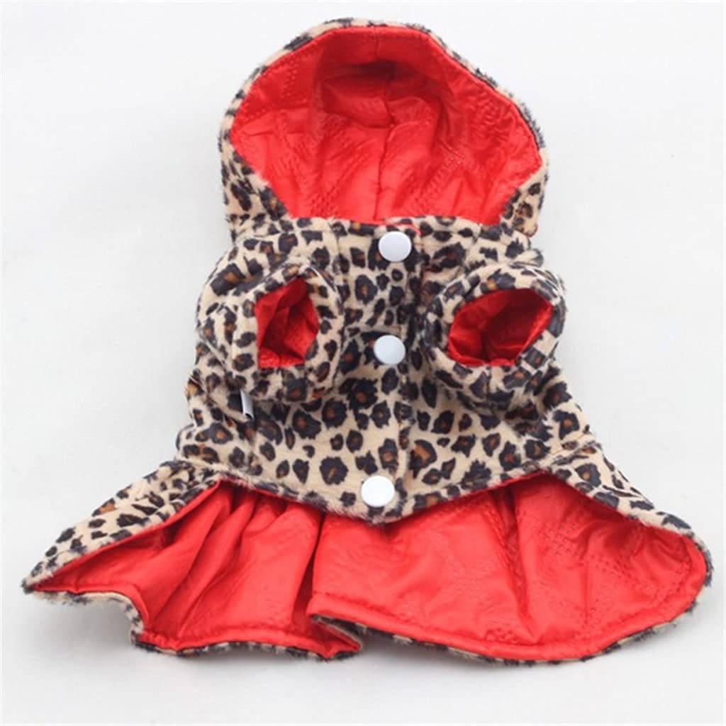 **Leopard Print Dog Tutu Dress & Hoodie - Reversible Winter Coat for Small Dogs & Puppies (Color: A, Size: XS) - Perfect for Cold Weather, Parties & Photo Shoots**
