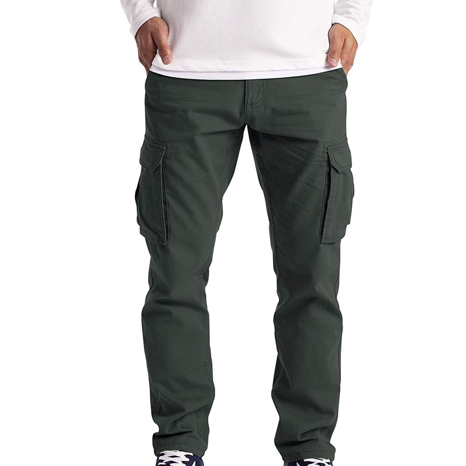 Chokovy Men's Cargo Pants - Casual Work Pants with Multiple Pockets, Straight Leg Overalls, Plus Size Trousers in Dark Gray - Perfect for Outdoor Activities, Workwear & Street Fashion