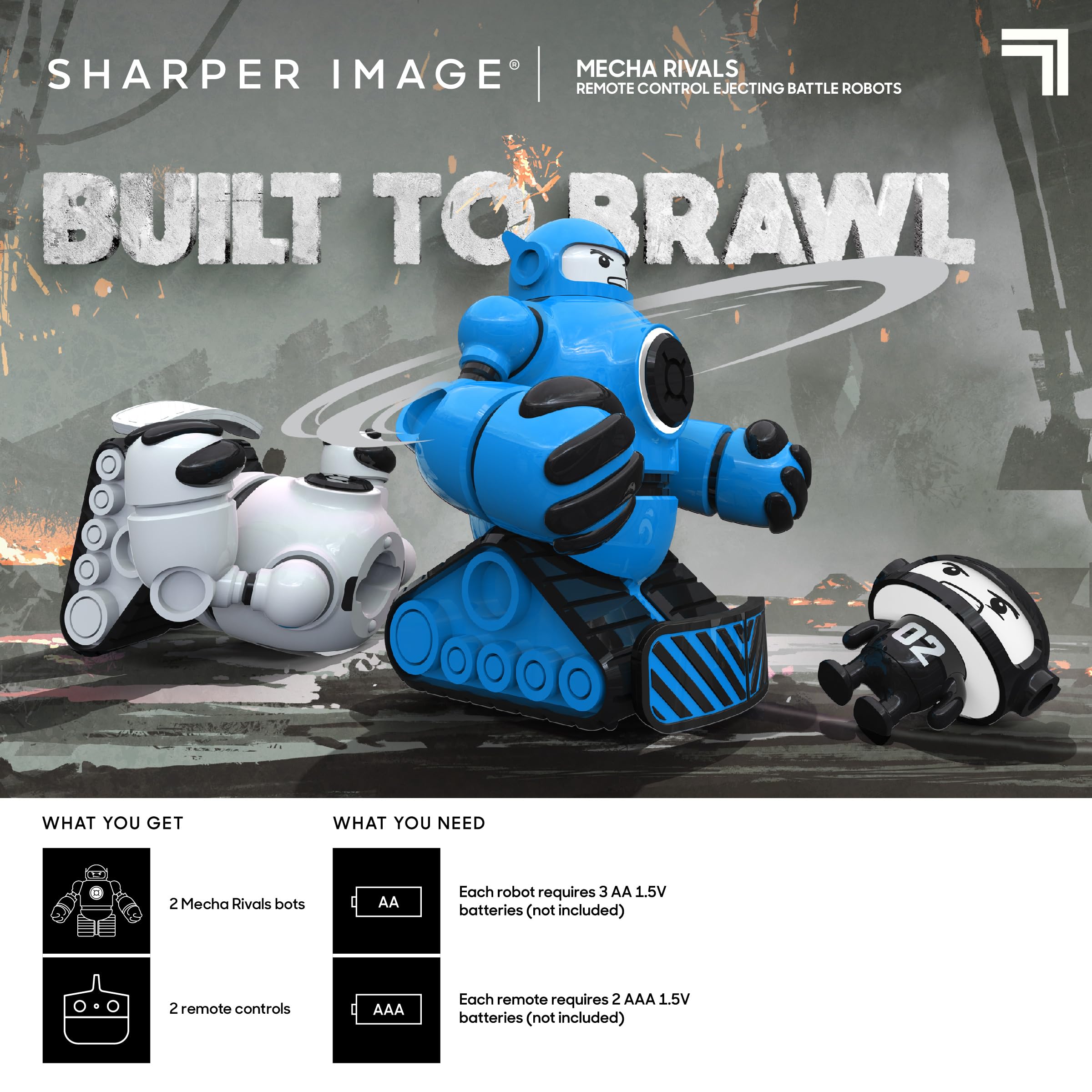 Sharper Image® Mecha Rivals Remote Control Battle Robots - 2 Player Wireless Fighting Set with LED Lights & Sound Effects for Kids & Adults | Interactive Dueling Game for Parties, Gifts & Indoor Entertainment