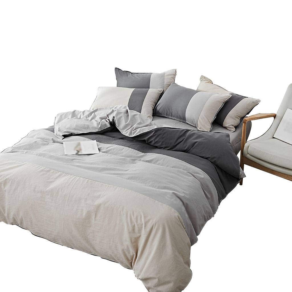 HUNOL 100% Pure Cotton 4-Piece Bed Sheet Set with Pillowcases - Soft, Skin-Friendly for 2.0m Bed - Queen Size Luxury Bedding for Home, Hotel & Guest Room