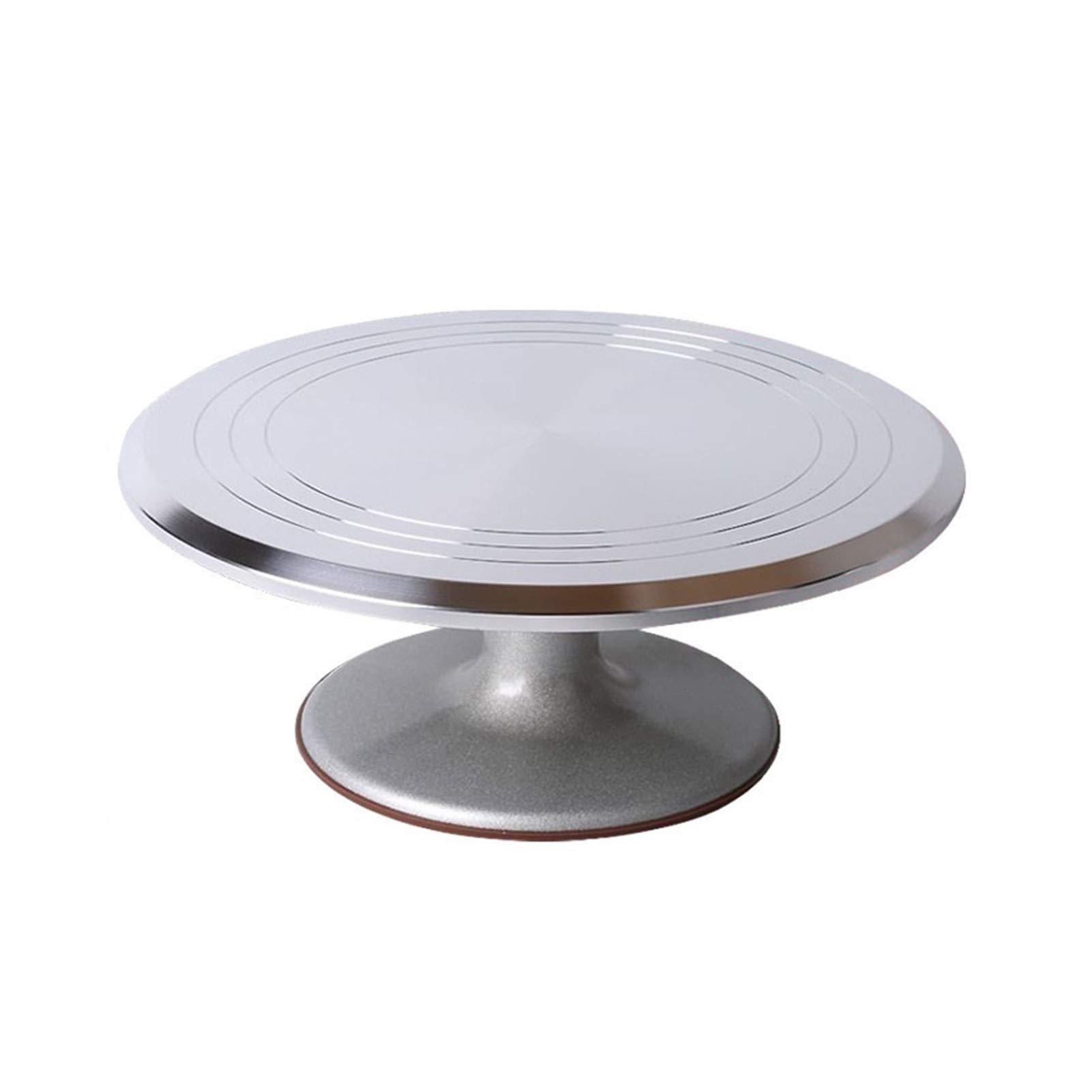 12 Inch Aluminum Alloy Rotating Cake Turntable Stand - Non-Slip Base for Cake Decorating, Cookies & Cupcakes | Professional Baking Supplies for Home & Commercial Use (Silver) | Perfect for Birthday Cakes, Wedding Cakes & Pastry Making