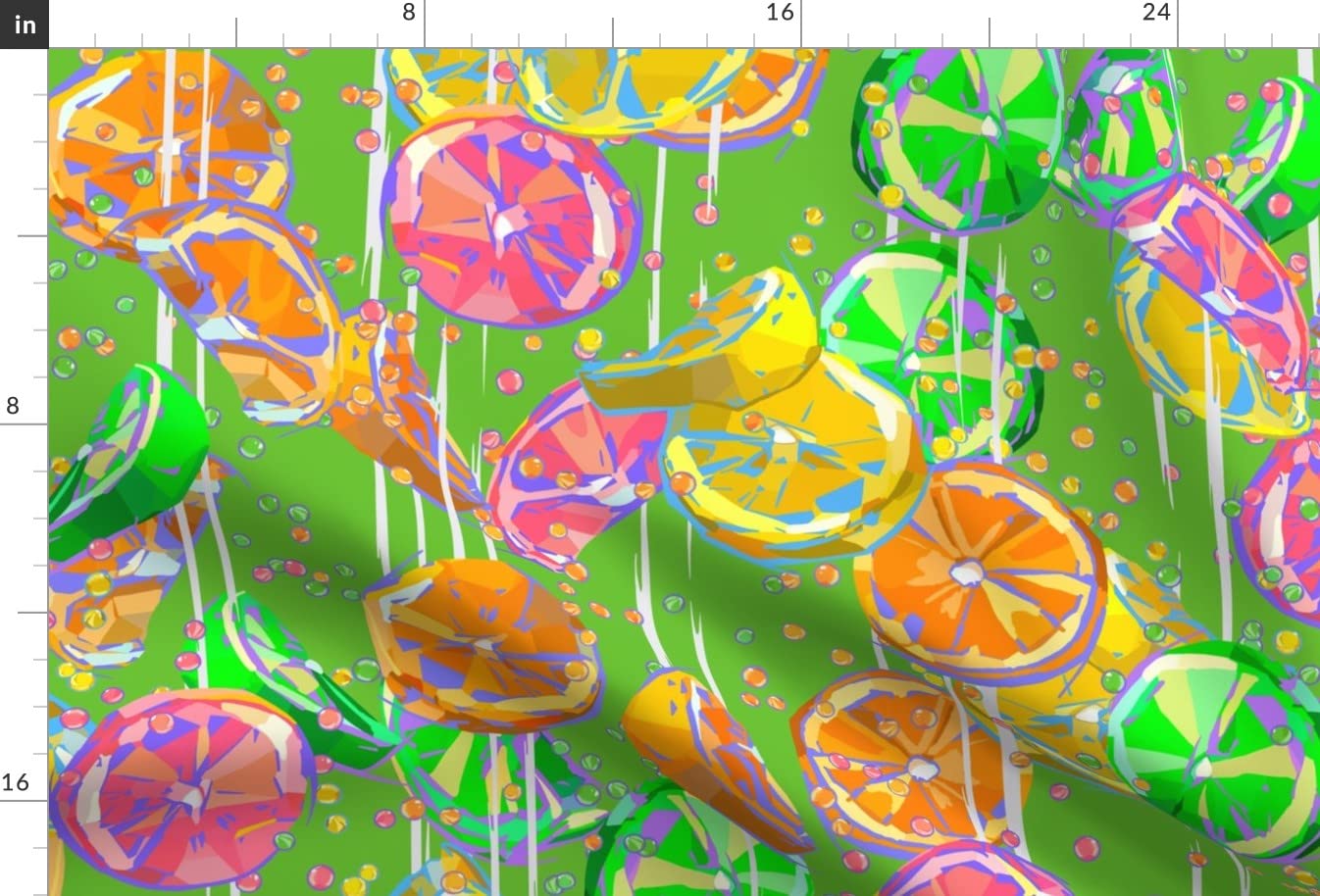 Pop Art Citrus Fruit Lime Bubbles Oranges Lemon Printed Minky Fabric Fat Quarter - Soft Sewing Material for Baby Blankets, Quilt Backing & Plush Toys - DIY Craft Projects & Home Decor