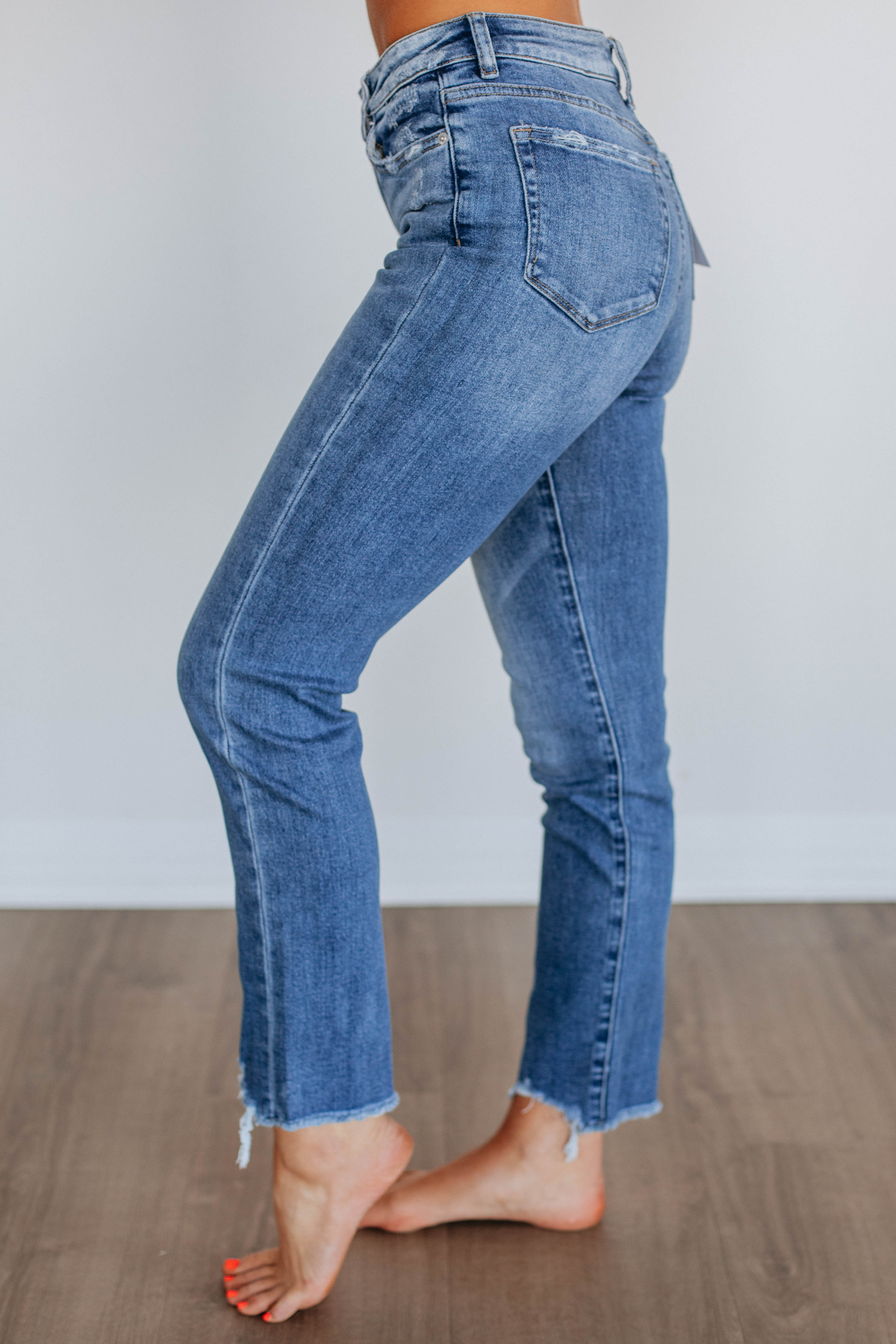 Jeniva Mica Jeans - Medium Wash Women's Denim Pants | High Waist Slim Fit Stretch Jeans for Casual Wear & Everyday Outfits