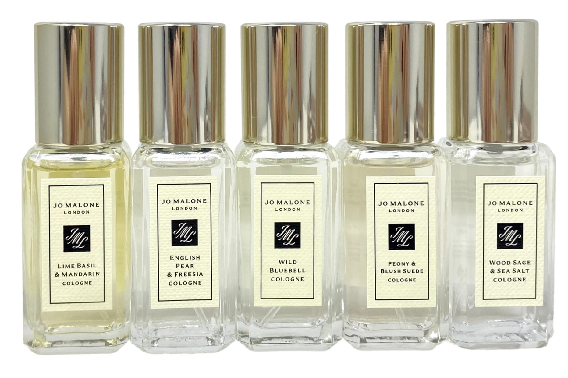 Jo Malone London Cologne Gift Set - 5 x 0.3 oz Mini Perfume Bottles for Women & Men, Luxury Fragrance Sampler for Travel, Gifts & Everyday Wear