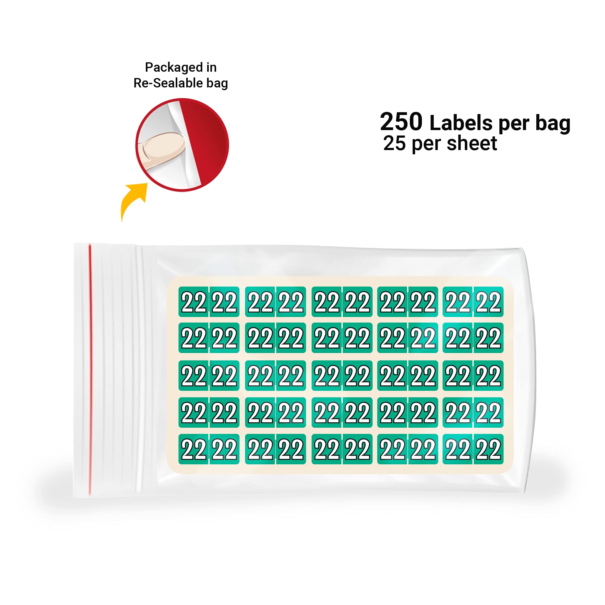 Doctor Stuff - 2022 Year Labels | Colwell Jewel Tone Compatible Series | Teal/Black File Folder Stickers (250/Pack, 1/2
