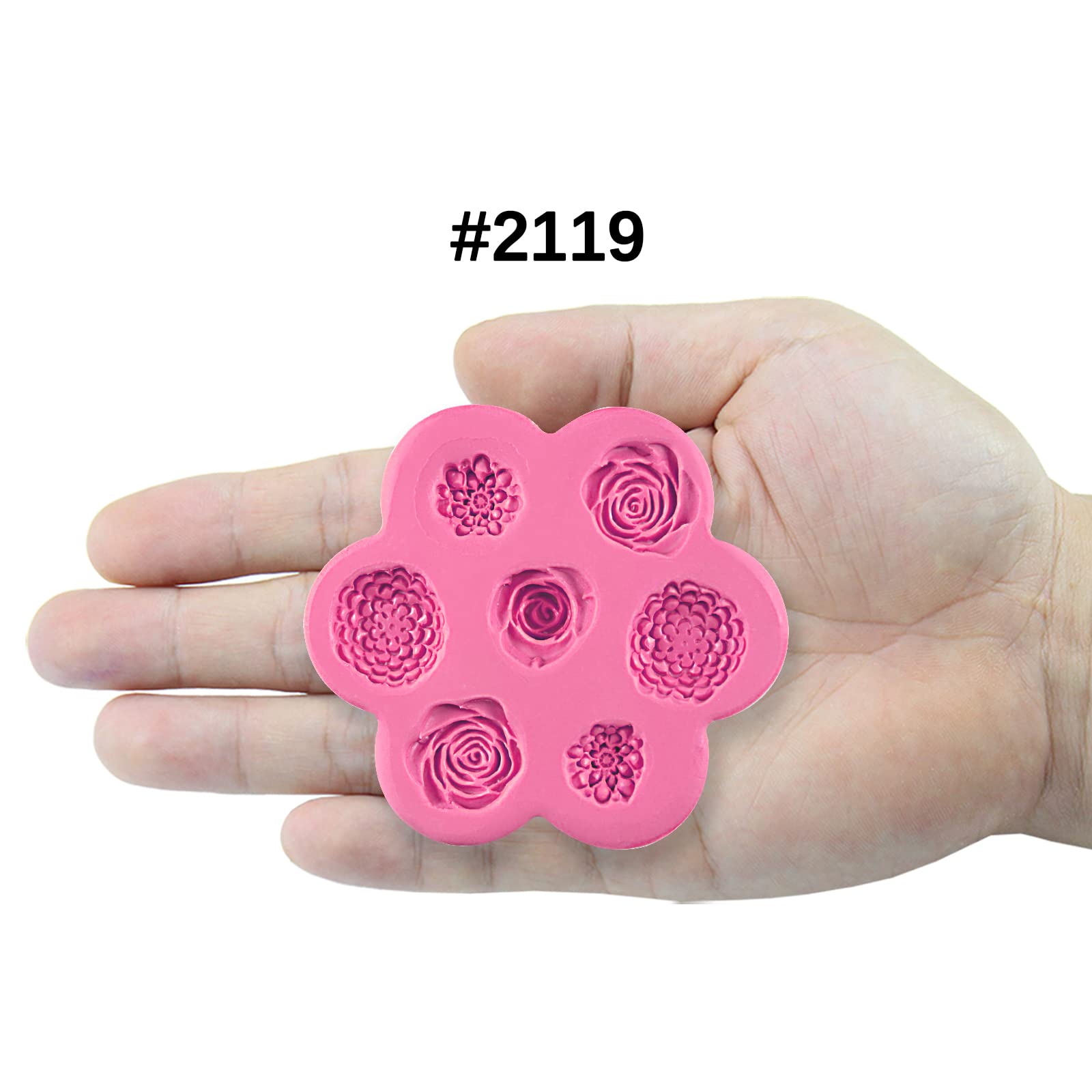 7-Cavity Mini Flower Silicone Mold for Cake Decorating, Cupcake Toppers, Polymer Clay & Soap Making - Perfect for DIY Baking, Wedding Cakes, and Handmade Crafts