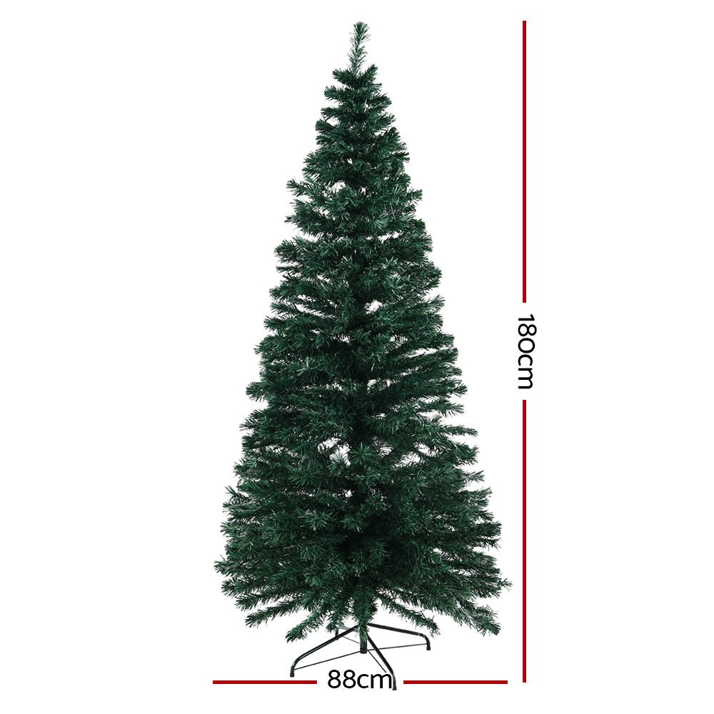 1.8M LED Christmas Tree with Warm White Fiber Optic Lights - Perfect for Holiday Home Decor, Office, and Party Celebrations