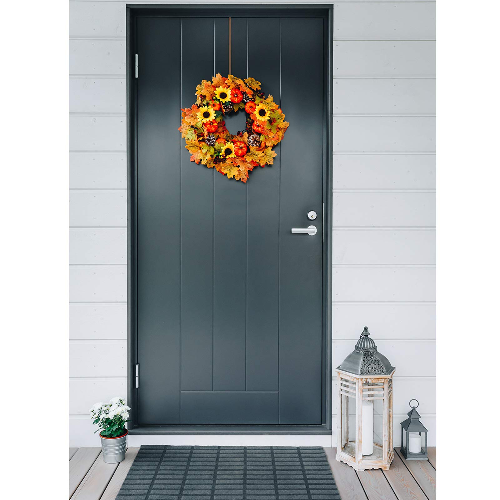 15 Inch Wreath Hanger Hooks - Heavy Duty Over Door Metal Hooks for Christmas Decor, Wreaths, Towels & Clothes (Bronzed, 6 Pack) - Perfect for Front Door, Mantel & Holiday Home Decorations