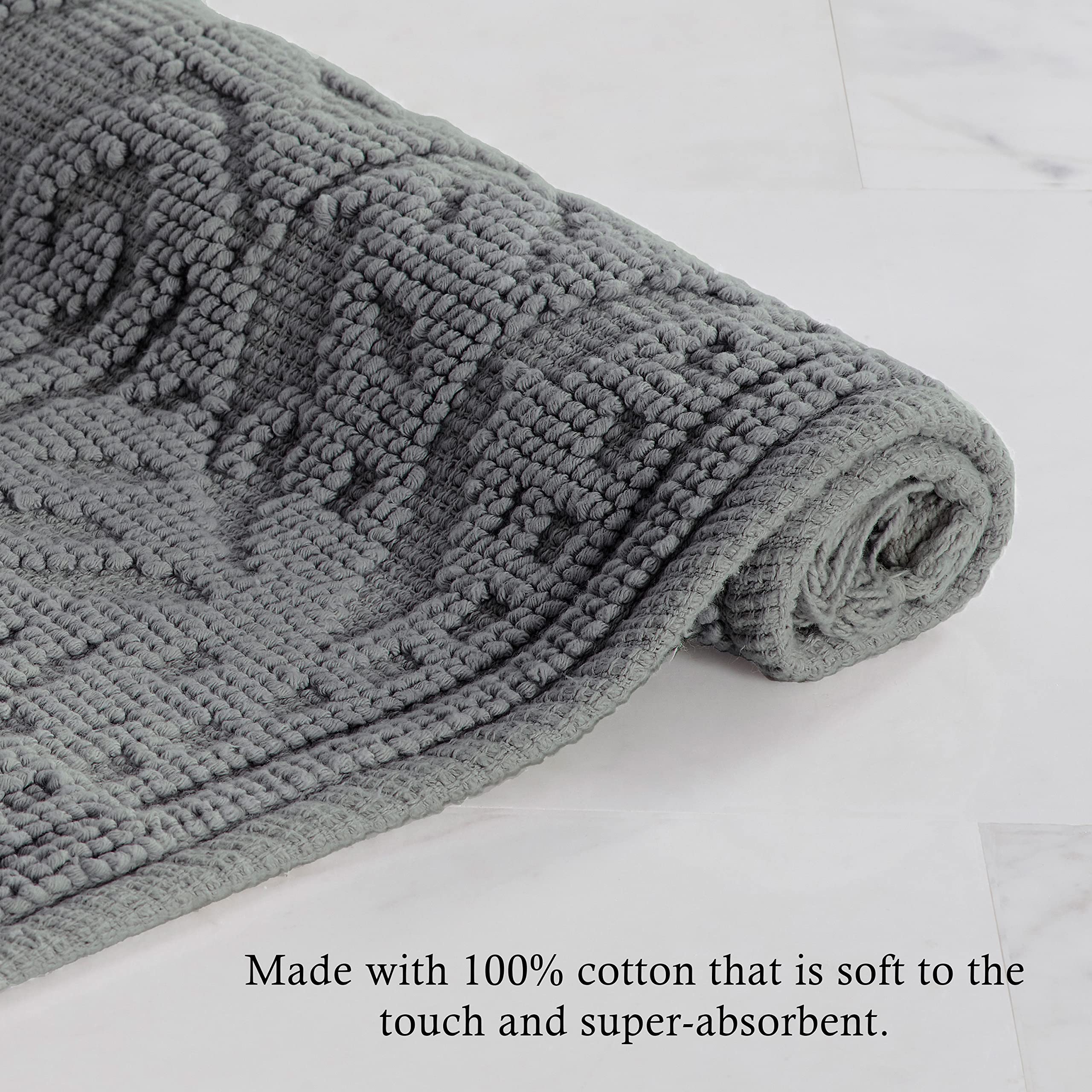 Premium 100% Cotton Woven Fringe Bath Mat - Jean Pierre Ricardo Soft Absorbent Bathroom Rug (21